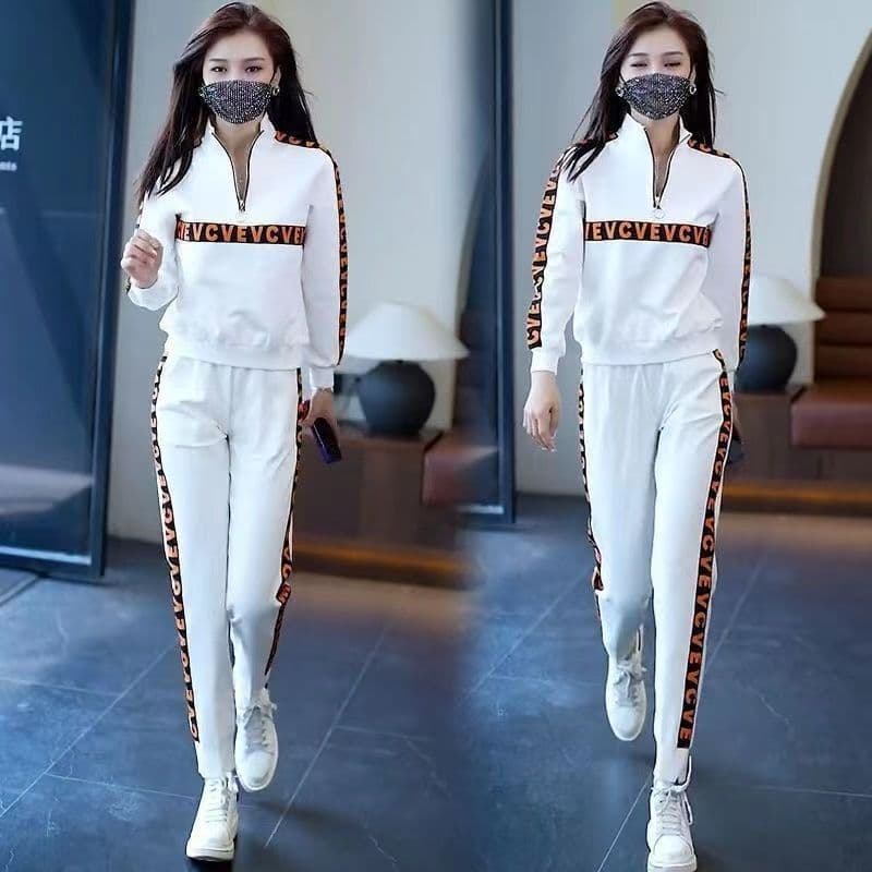 2026 이른 가을 새로운 패션 세트 여성 세련된 하프 지퍼 후드티 외국 가스 운동복 투피스 세트 상세 이미지 6