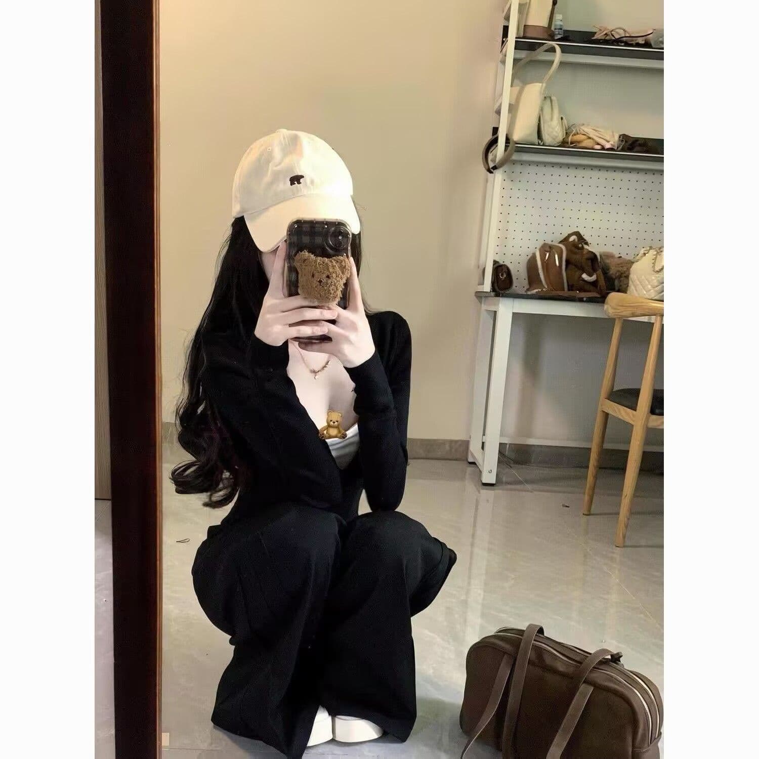 남자 바 면 280 그램 스포츠 슈트 여성 봄 가을 페이크 레이어드 긴팔 몸매 가꾸기 패션 캐주얼 투피스 세트 상세 이미지 6