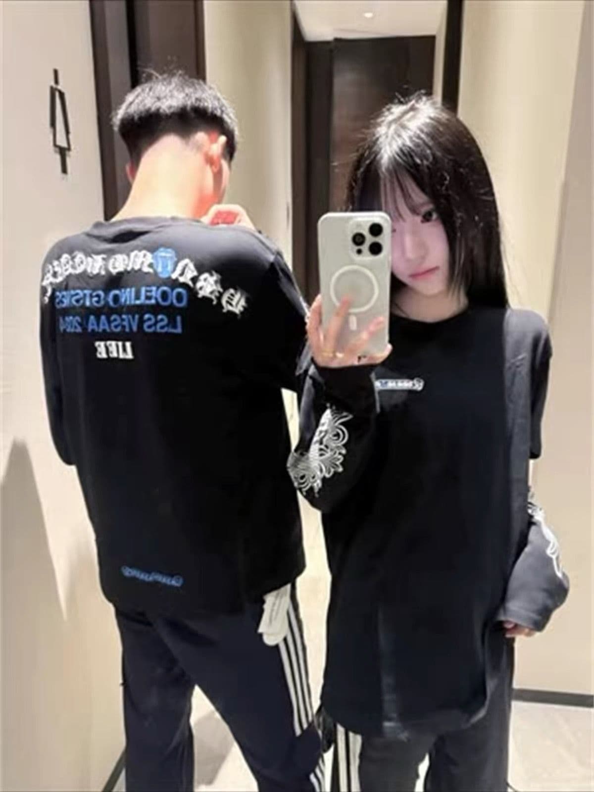 있음 주머니 순면 220 그램 빗질하다 닫기 긴팔 티셔츠 여성 이미지 3