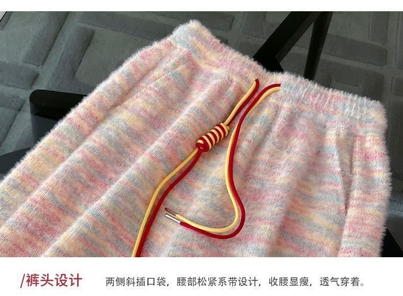 느긋한 바람 캐주얼 스포츠 슈트 여성 가을 루즈핏 후드 티 스웨터 하이웨이스트 와이드 레그 팬츠 투피스 세트 상세 이미지 11
