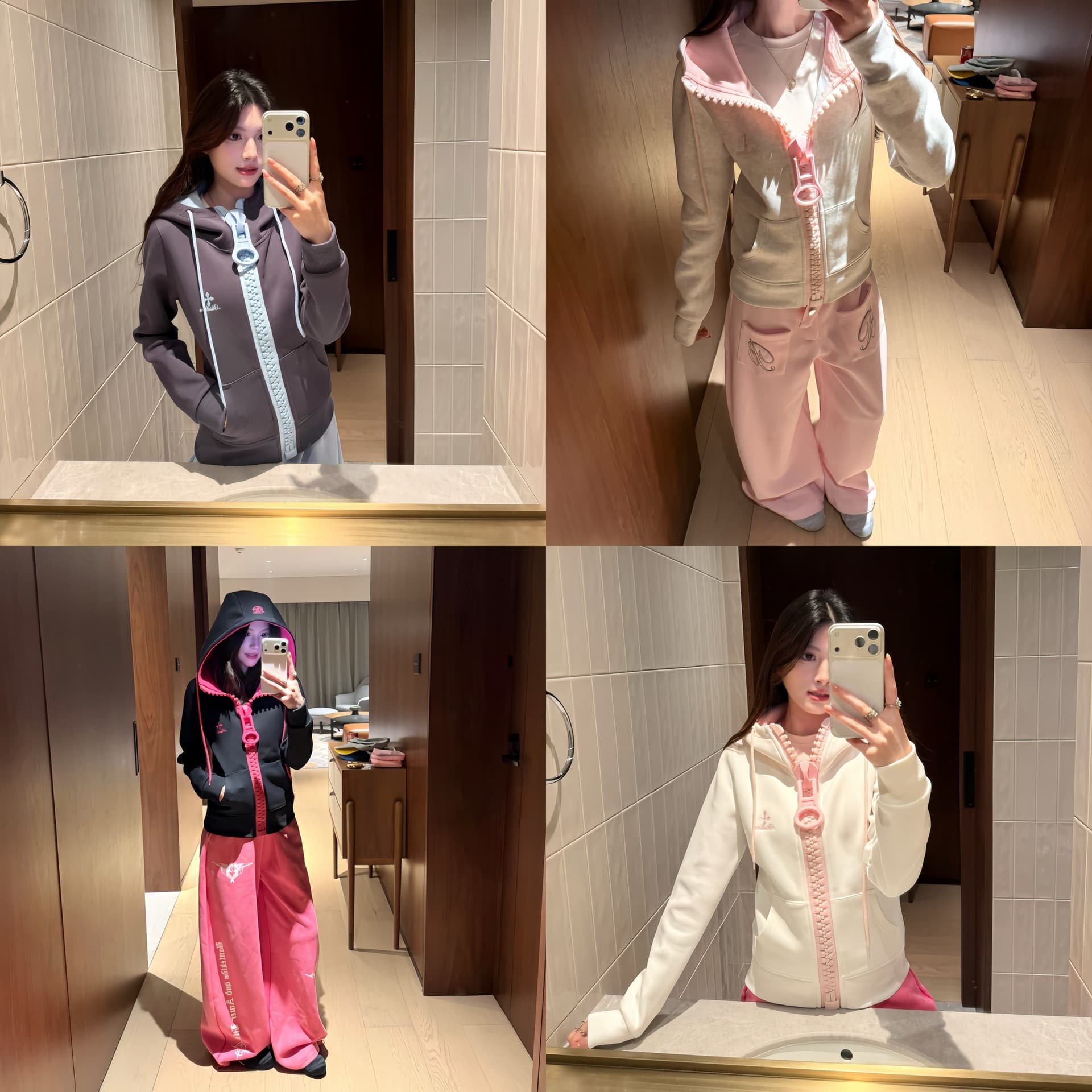 얇은 스타일 원본 대 지퍼 자수 이후 패키지 칼라 순수한 Mianhua 면 복합 후드티 여성 상세 이미지 6