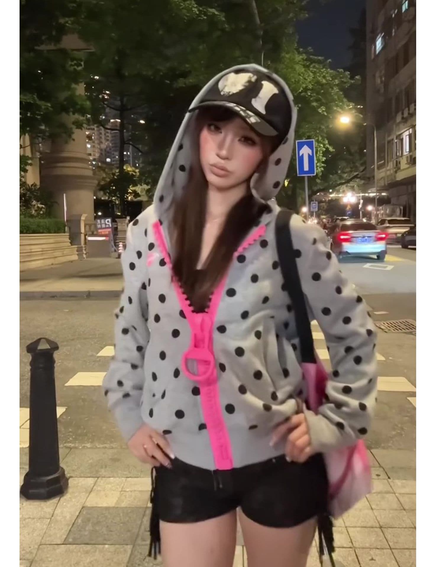 얇은 스타일 원본 대 지퍼 전후 자수 이후 패키지 칼라 Mianhua 면 복합 후드티 여성 상세 이미지 4