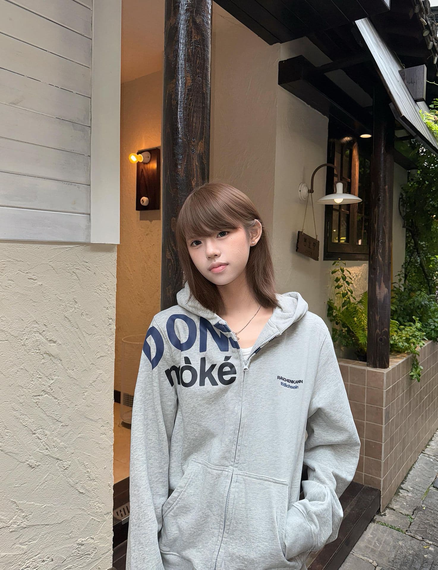 얇은 스타일 대위법 프린트 전체 조각 압력 라인 이후 패키지 칼라 순수한 Mianhua 면 복합 후드티 여성 상세 이미지 4