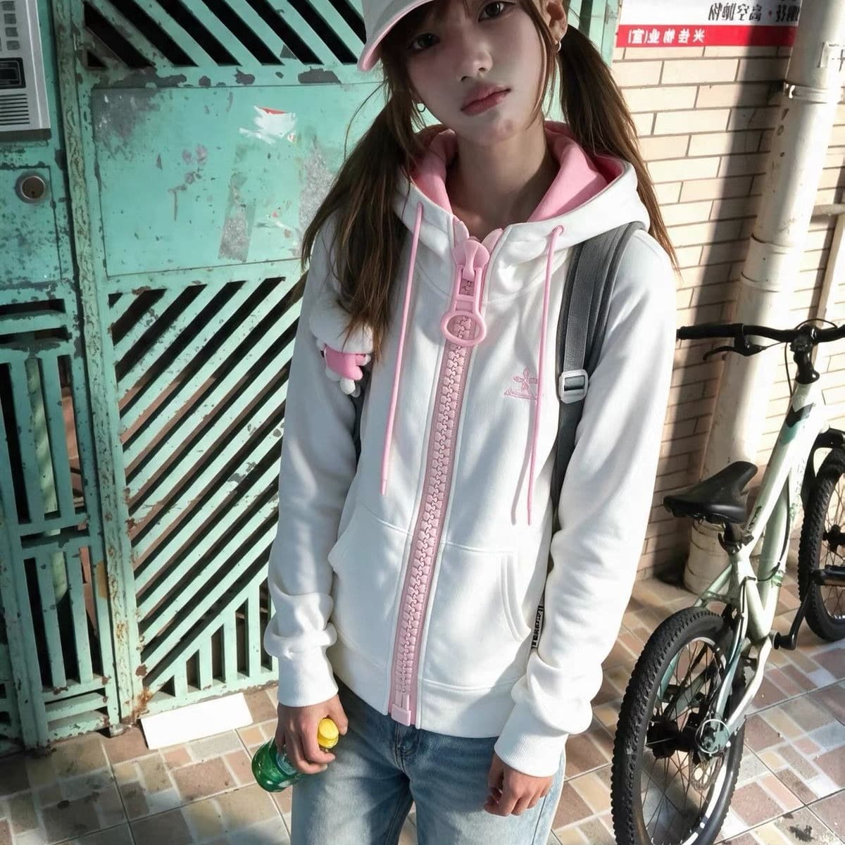 얇은 스타일 순수한 Mianhua 면 복합 후드티 여성 이미지 5