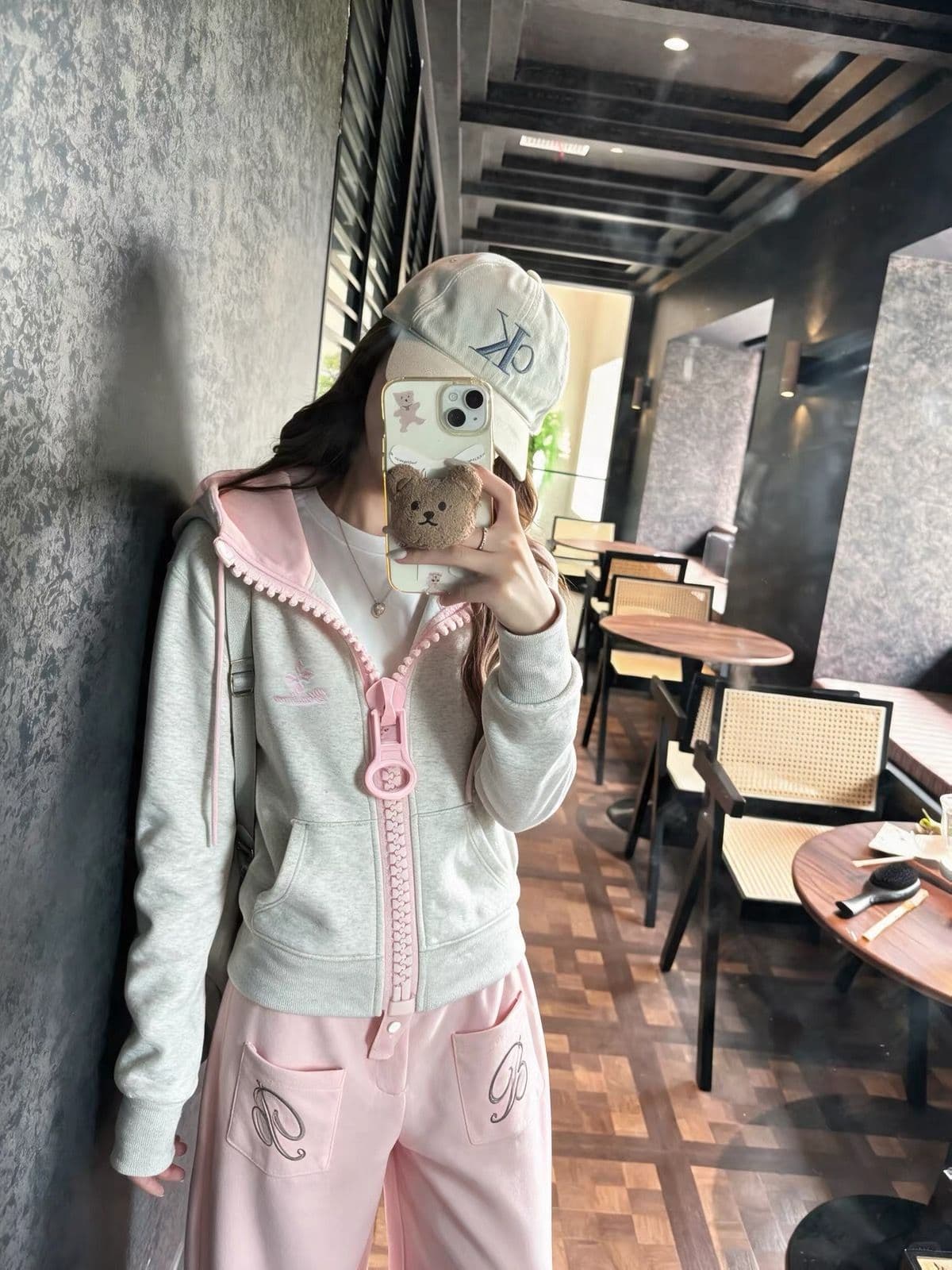 얇은 스타일 순수한 Mianhua 면 복합 후드티 여성 상세 이미지 6