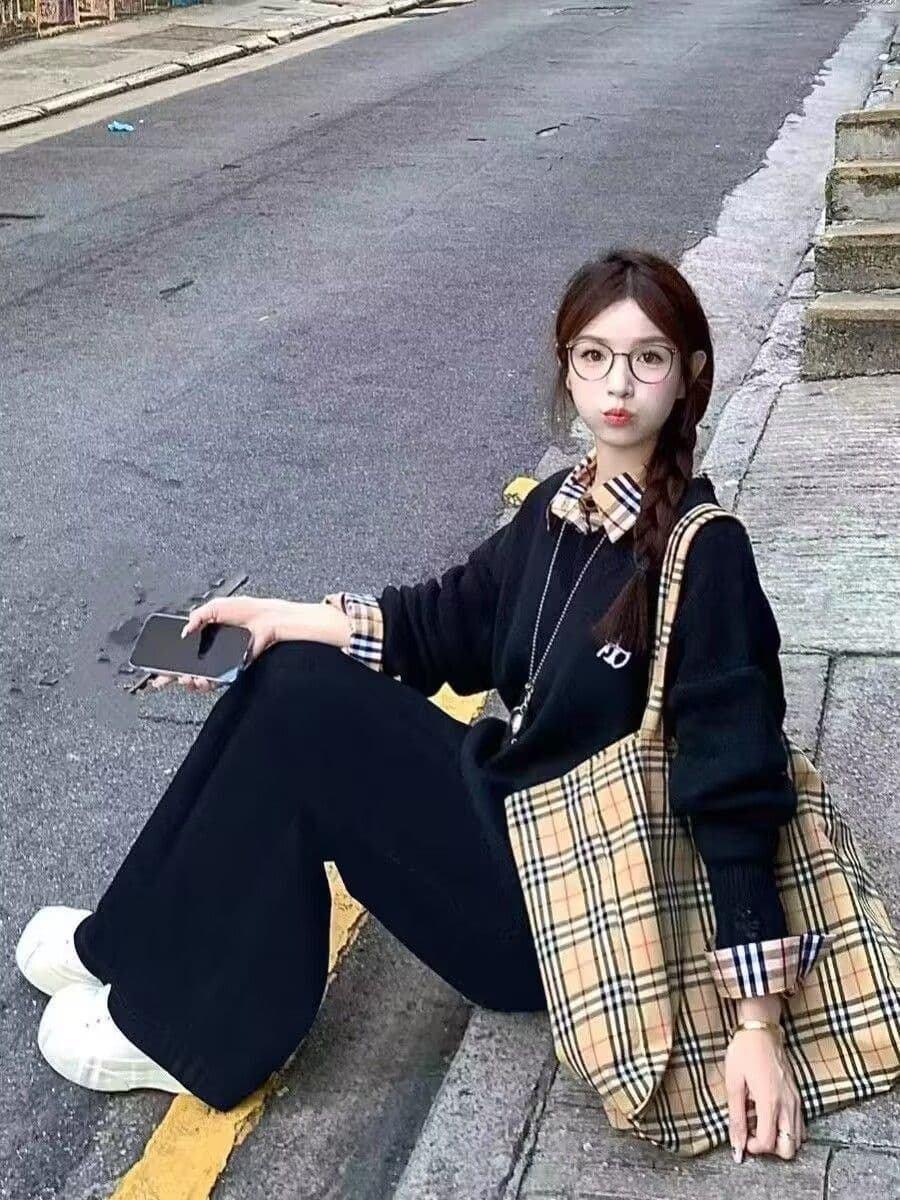 모방 면 사선 무늬 당겨 프레임 250그램 스포츠 슈트 여성 봄 가을 루즈핏 페이크 레이어드 후드티 캐주얼 투피스 세트