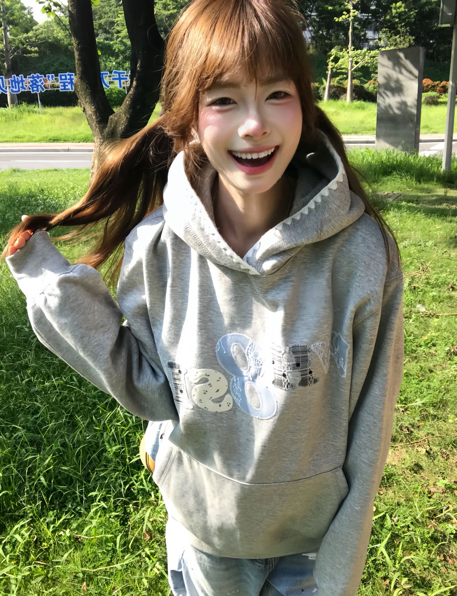 얇은 스타일 털이 있는 자수 패치 이후 패키지 칼라 순수한 Mianhua 면 복합 후드티 여성