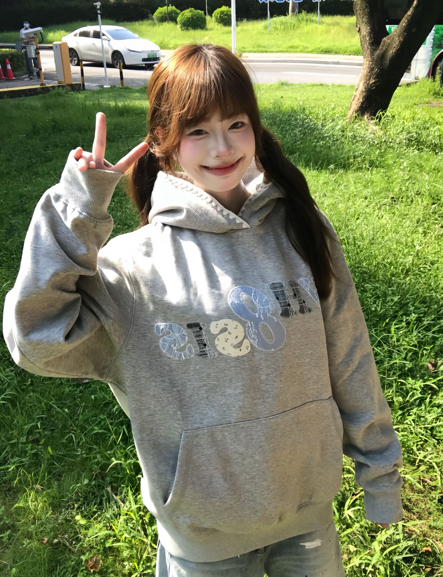 얇은 스타일 털이 있는 자수 패치 이후 패키지 칼라 순수한 Mianhua 면 복합 후드티 여성 이미지 2