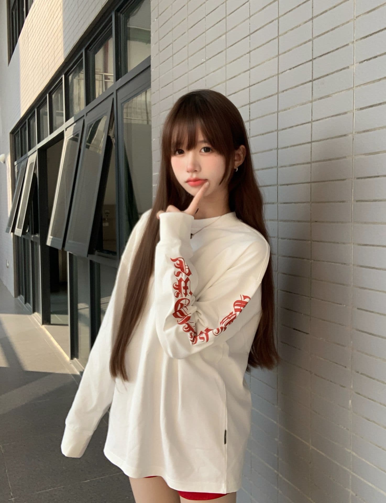 3 차원 접착제 자수 당겨서 펄프 프린트 이후 패키지 칼라 19 지점 220 그램 순면 긴팔 티셔츠 여성 상세 이미지 6
