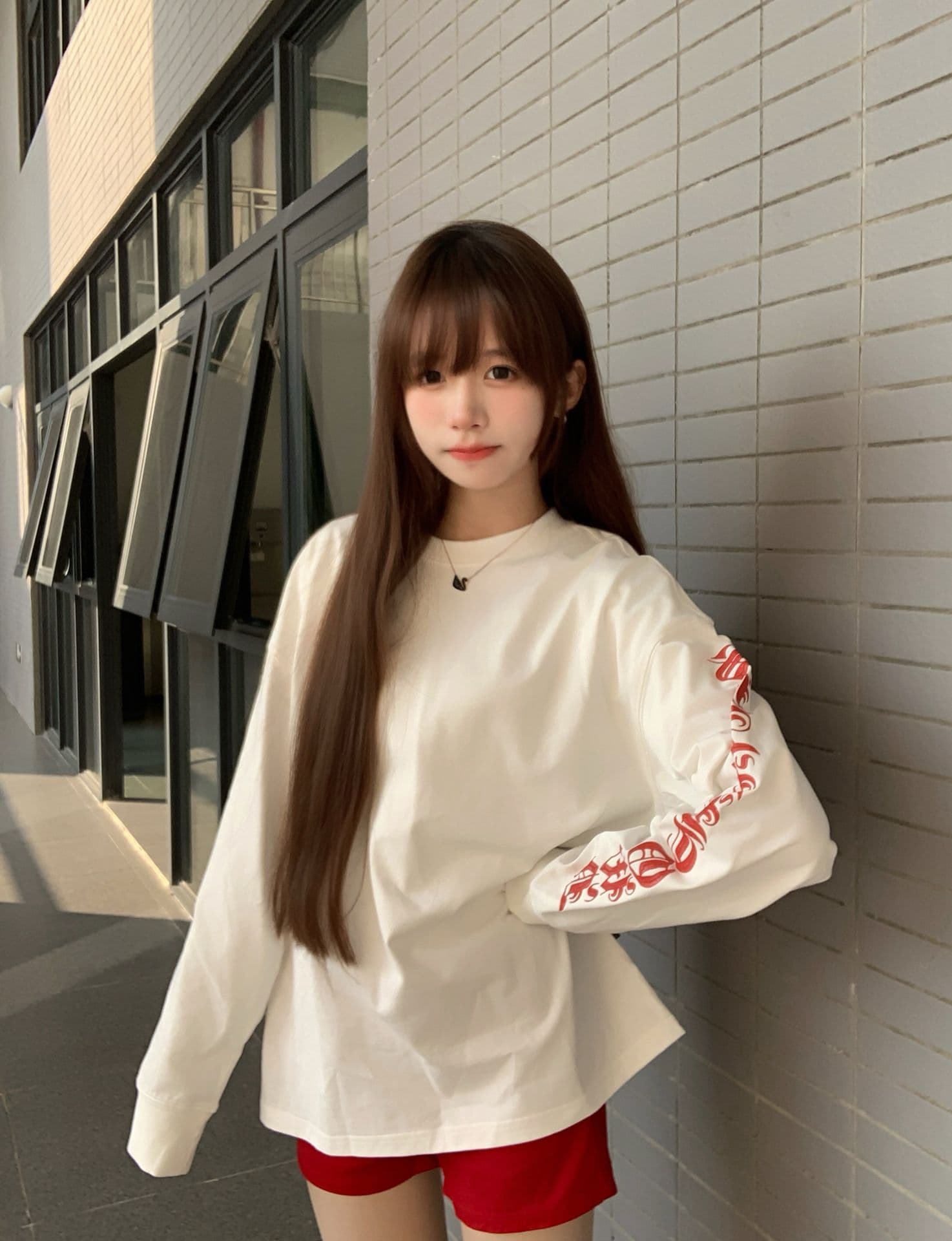 3 차원 접착제 자수 당겨서 펄프 프린트 이후 패키지 칼라 19 지점 220 그램 순면 긴팔 티셔츠 여성 상세 이미지 10