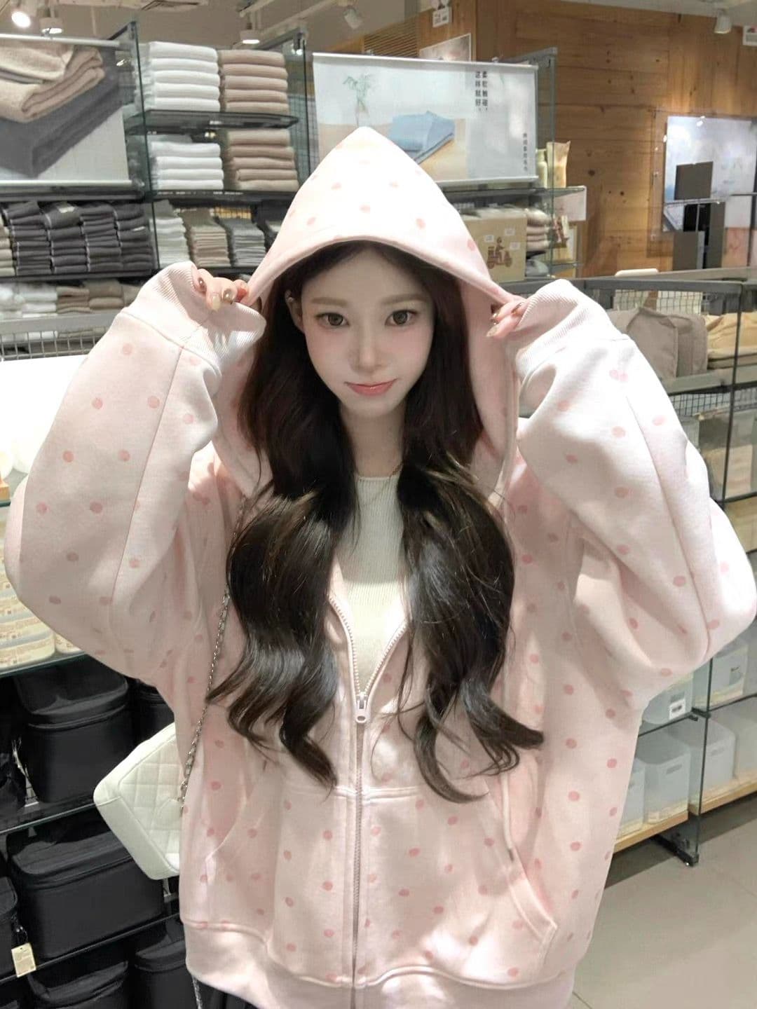 얇은 스타일 인사이드 펌프 이후 패키지 칼라 순수한 Mianhua 면 복합 596 후드티 여성 상세 이미지 2