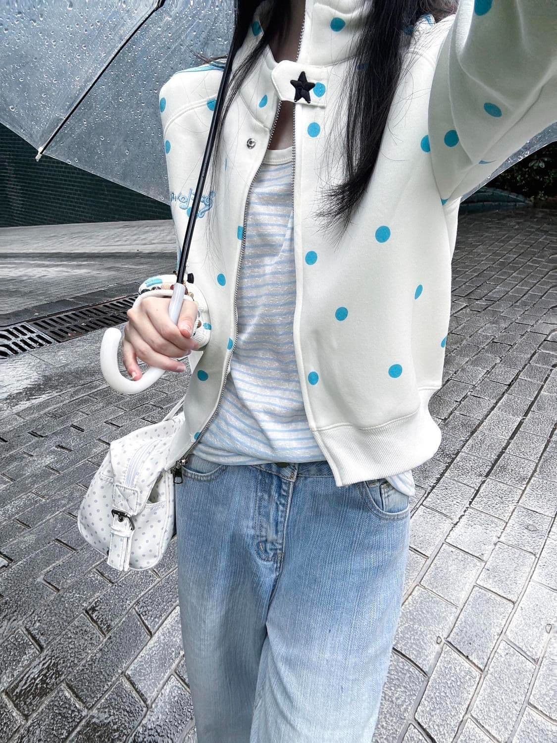 얇은 스타일 백금 지퍼 이후 패키지 칼라 순수한 Mianhua 면 복합 후드티 여성 상세 이미지 7