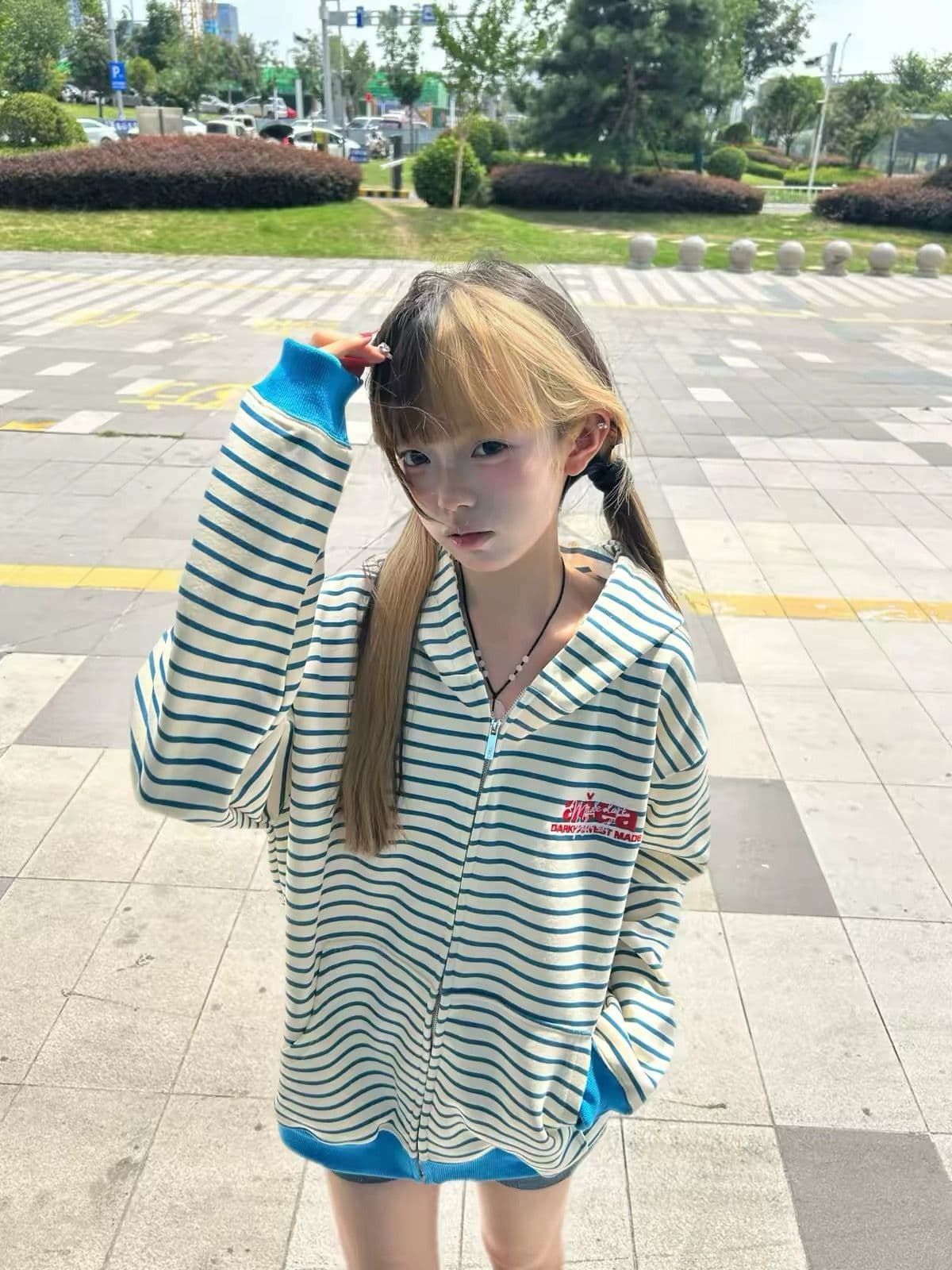 얇은 스타일 백금 지퍼 이후 패키지 칼라 순수한 Mianhua 면 복합 후드티 여성