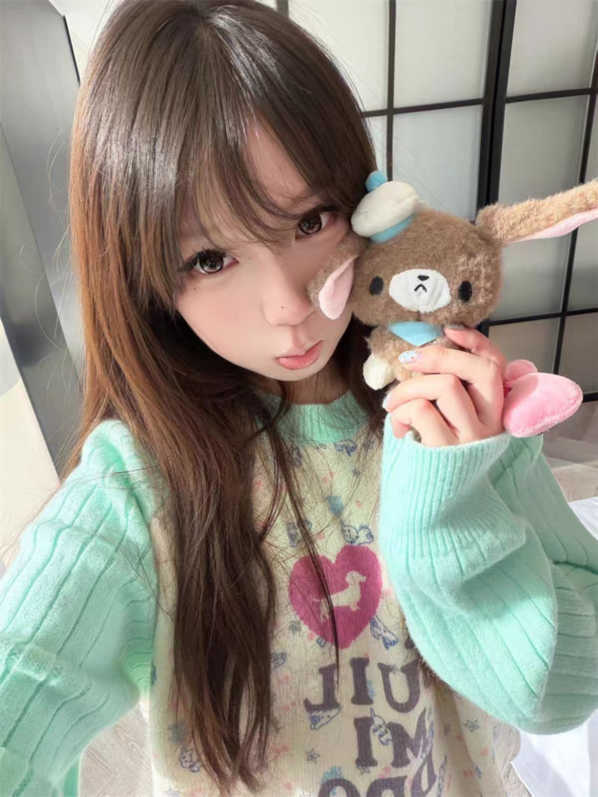 세 양 플러시 긴팔 스웨터 여자 이미지 3