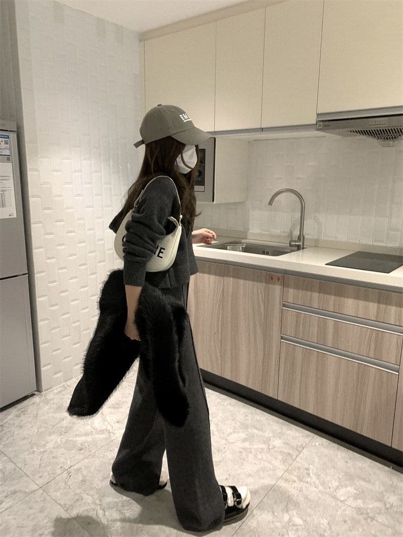 패션 스포츠 슈트 여성 봄 가을 새로운 캐주얼 후드 오픈 가디건 후드티 와이드 레그 팬츠 투피스 세트 트렌디 상세 이미지 10