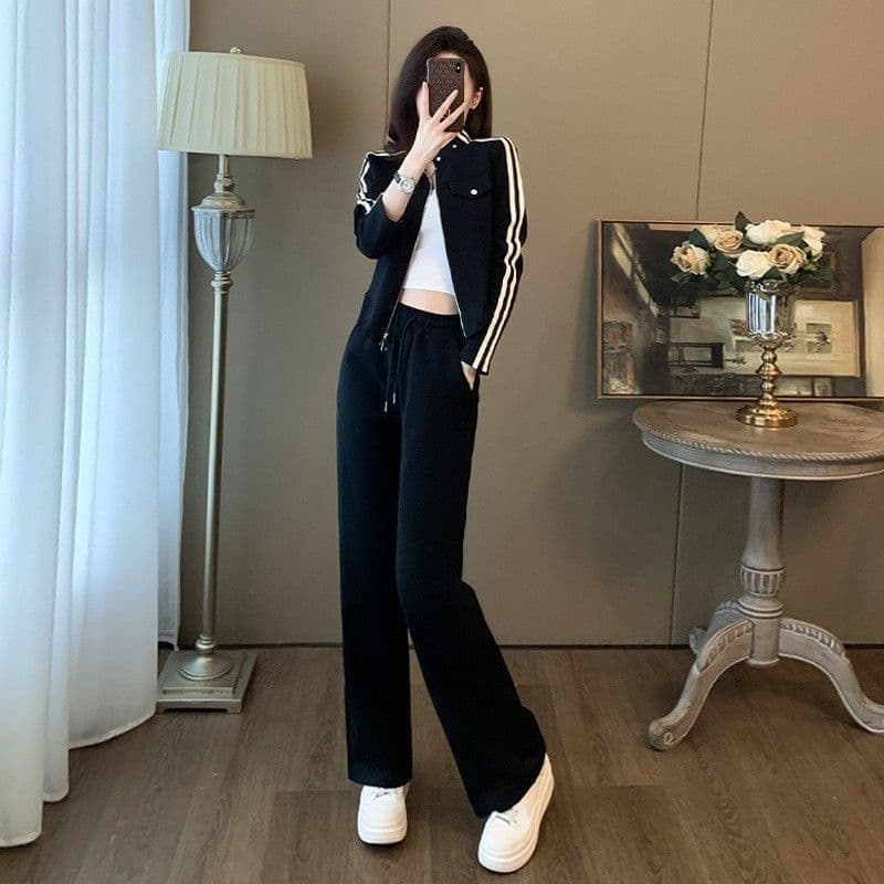 봄 가을 새로운 스포츠 슈트 여성 루즈핏 슬림해 보이는 후드티 한 부서 패션 캐주얼 투피스 세트 트렌디 이미지 3