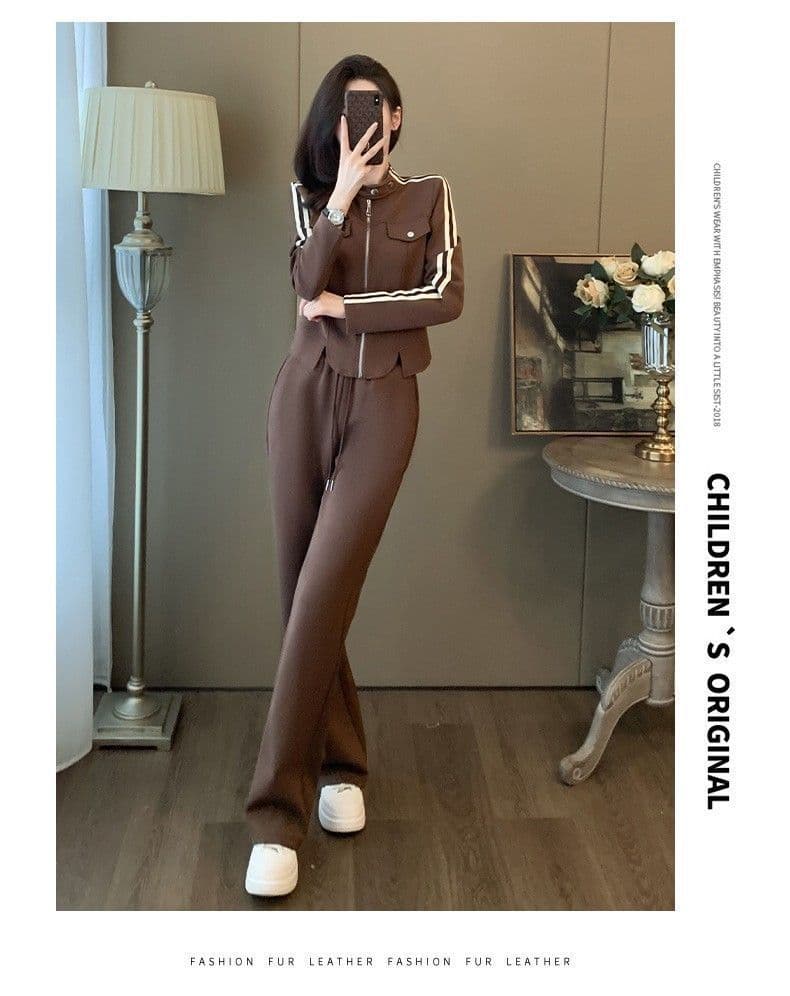 봄 가을 새로운 스포츠 슈트 여성 루즈핏 슬림해 보이는 후드티 한 부서 패션 캐주얼 투피스 세트 트렌디 상세 이미지 8