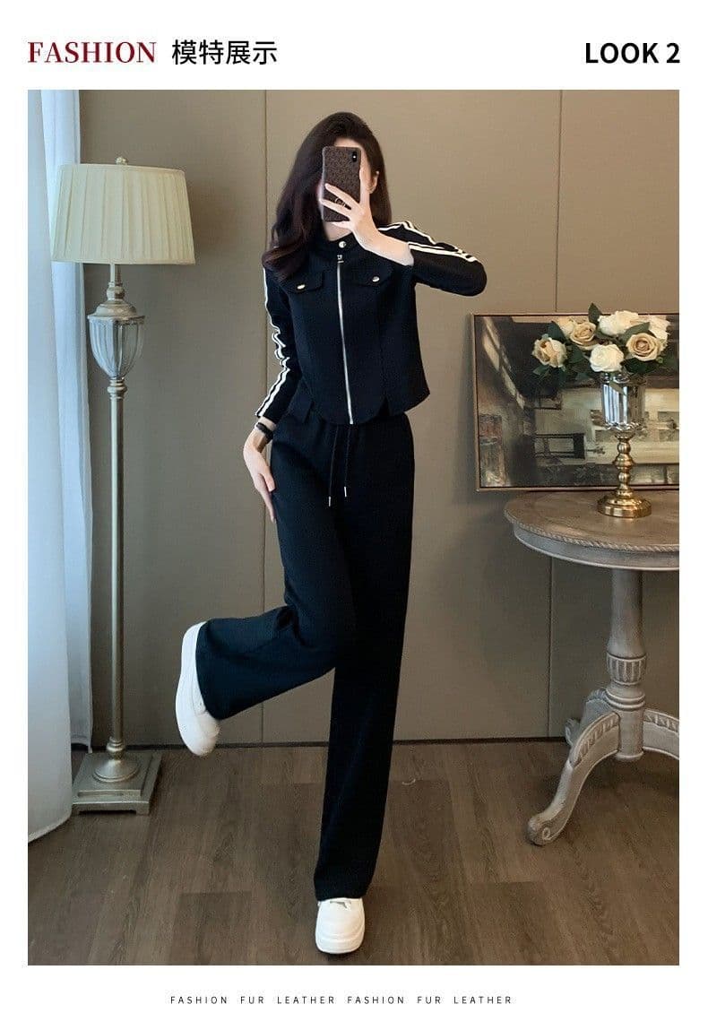 봄 가을 새로운 스포츠 슈트 여성 루즈핏 슬림해 보이는 후드티 한 부서 패션 캐주얼 투피스 세트 트렌디 상세 이미지 10