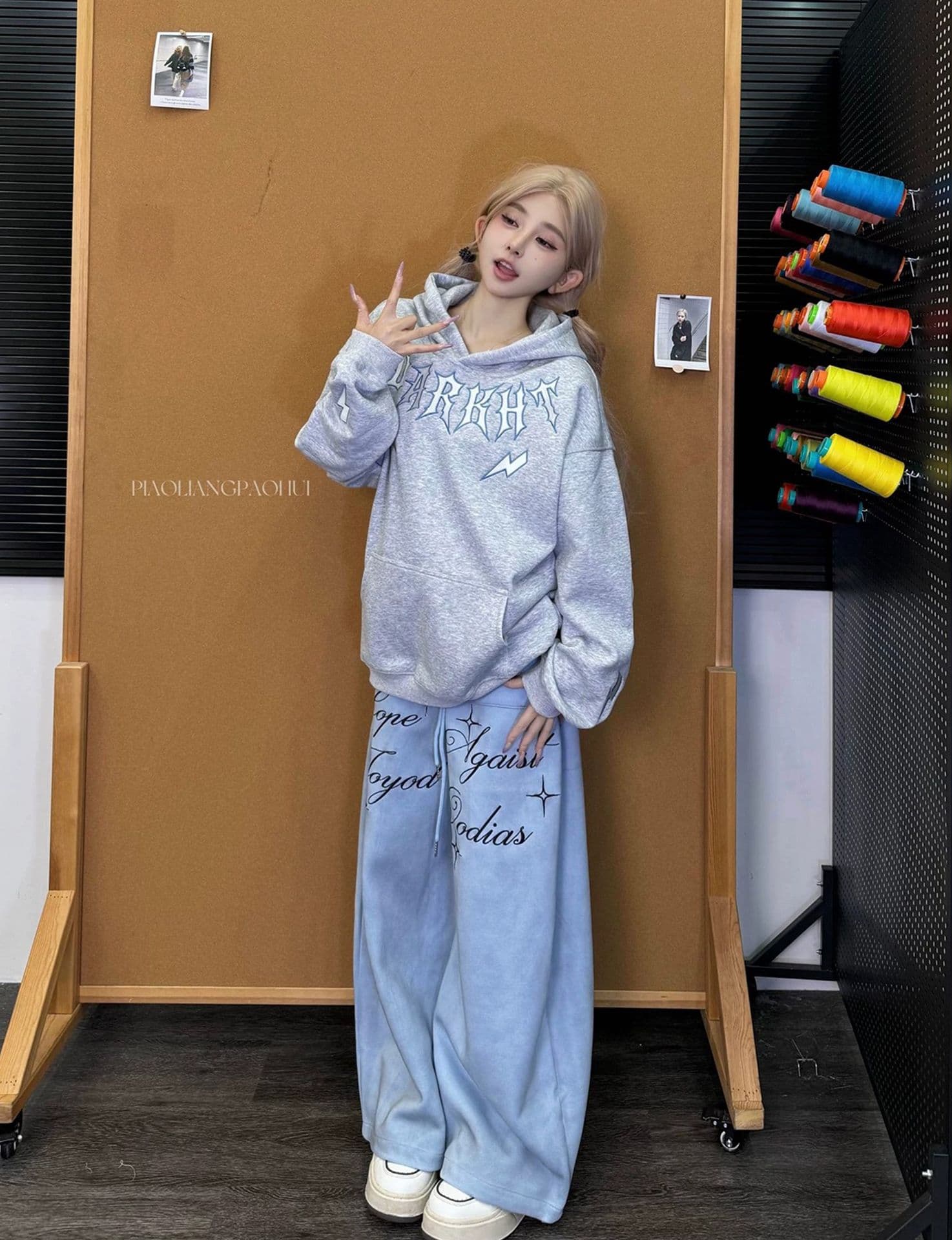 얇은 스타일 전체 조각 다림질 전체 자수 이후 패키지 칼라 순수한 Mianhua 면 복합 후드티 여성 상세 이미지 17