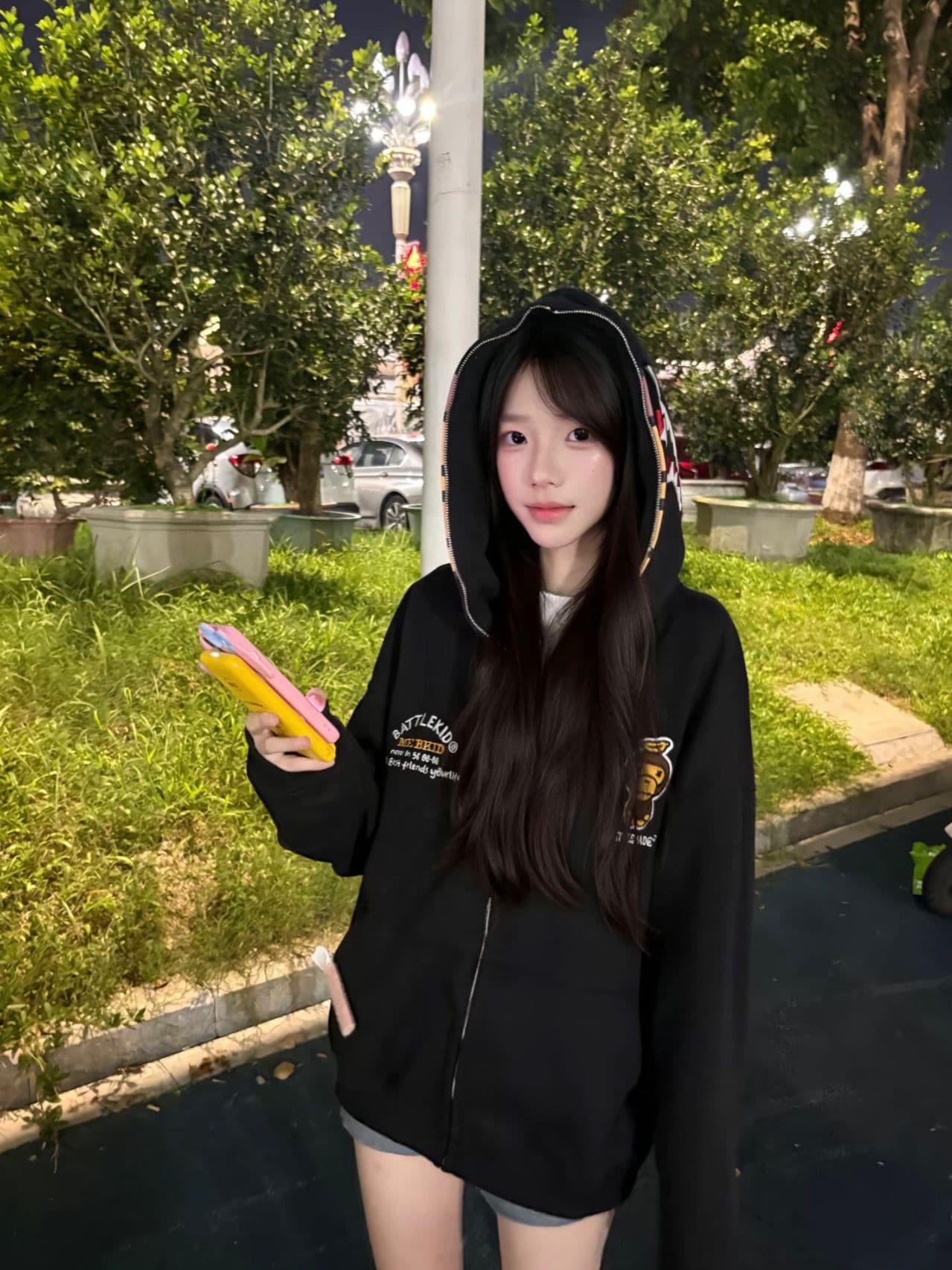 얇은 스타일 털이 있는 자수 프린트 더블 맨위 모자 이후 패키지 칼라 순수한 Mianhua 면 복합 후드티 여성 상세 이미지 8