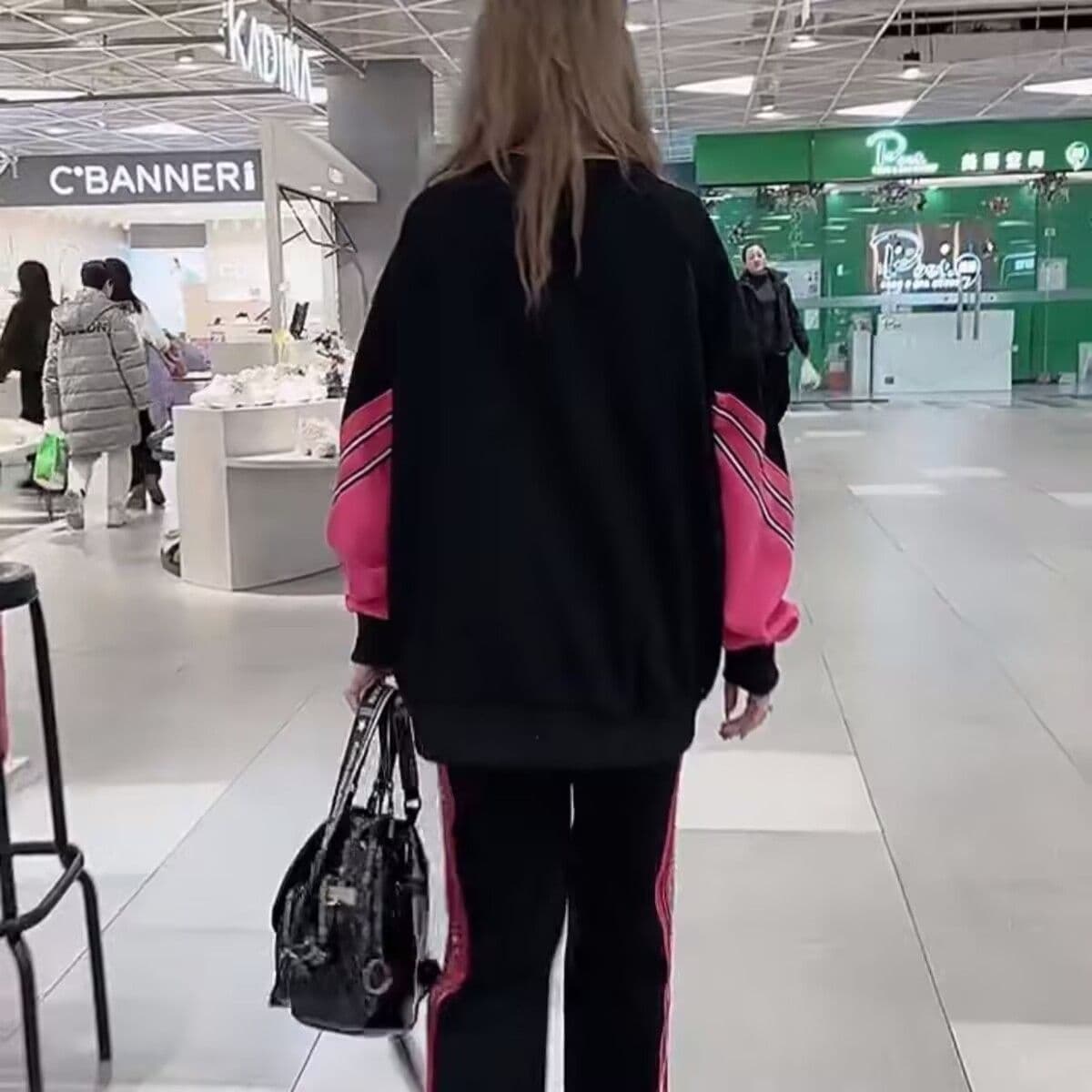 모방 면 사선 무늬 당겨 프레임 250그램 캐주얼 세트 여성 봄 가을 긴팔 후드티 핫픽스 긴 바지 투피스 세트 상세 이미지 9