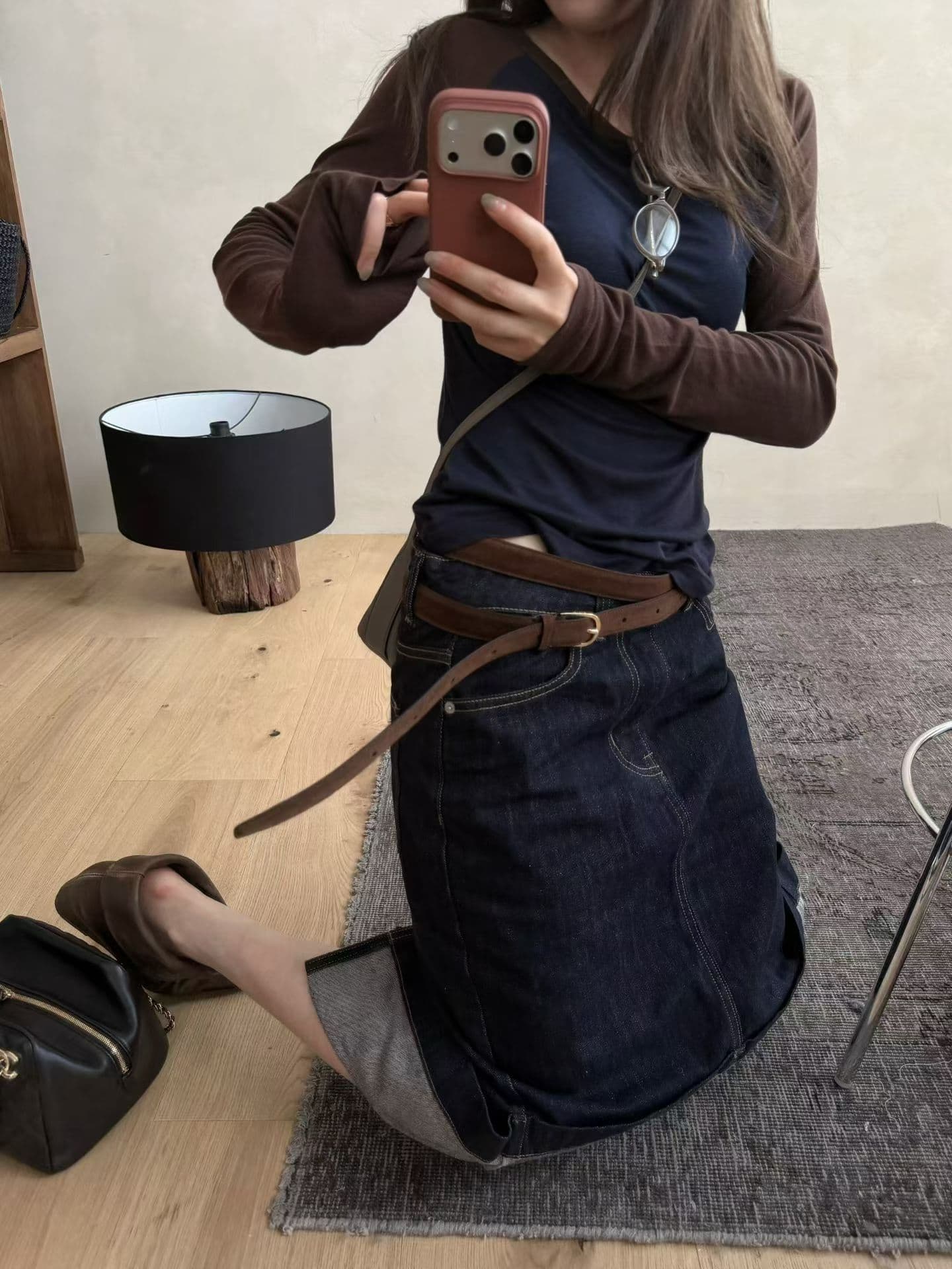 2026 이른 가을 새로운 한국 스타일 몸매 가꾸기 슬림해 보이는 패치워크 색상 긴팔 티셔츠 여성 다용도 만나는 맨위 상세 이미지 7