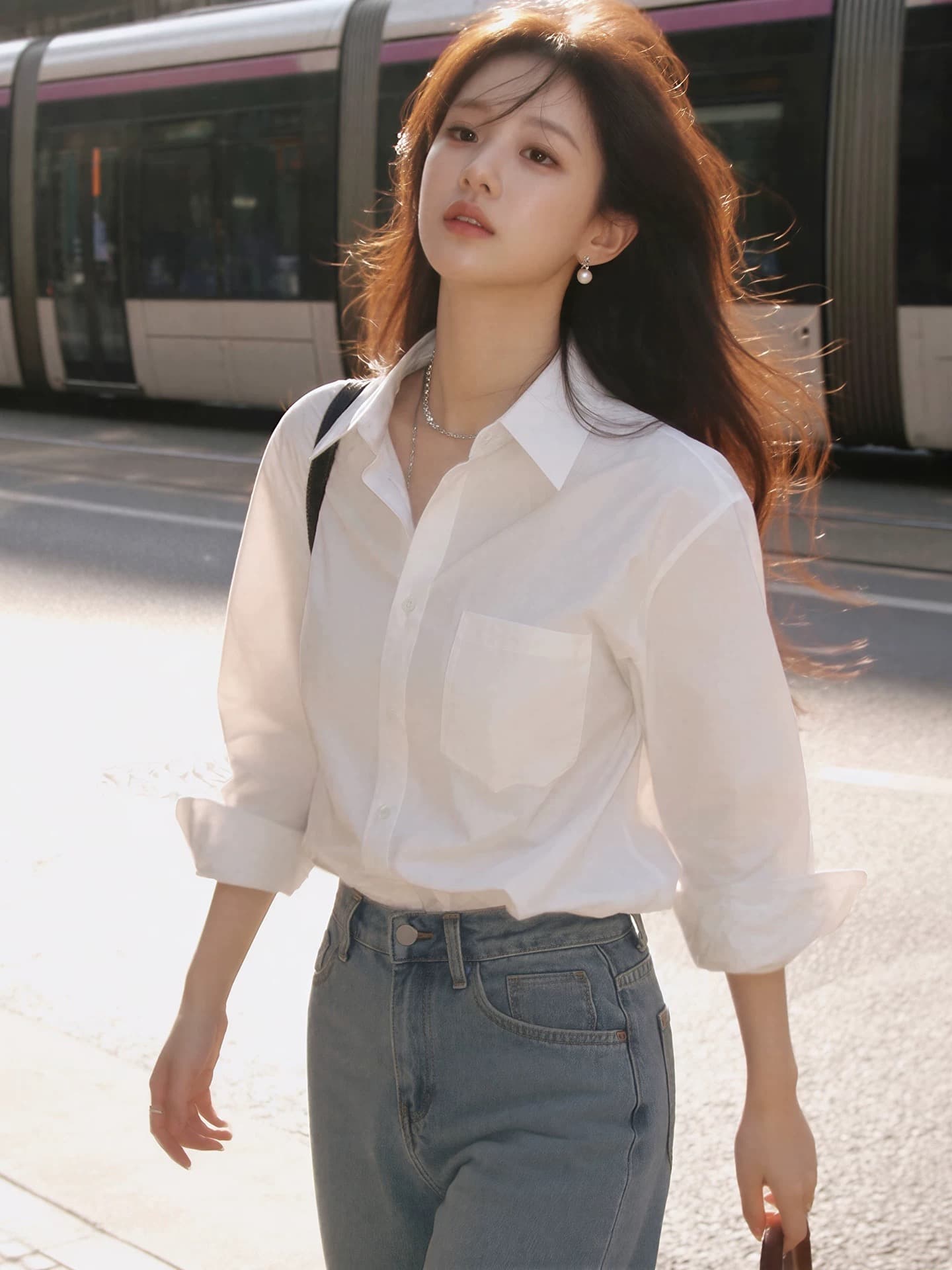 화이트 여성 셔츠 2026 봄 새로운 맨위 디자인 센스 작은 대중 빛 럭셔리 고급 센스 루즈핏 느긋한 바람 셔츠 상세 이미지 1