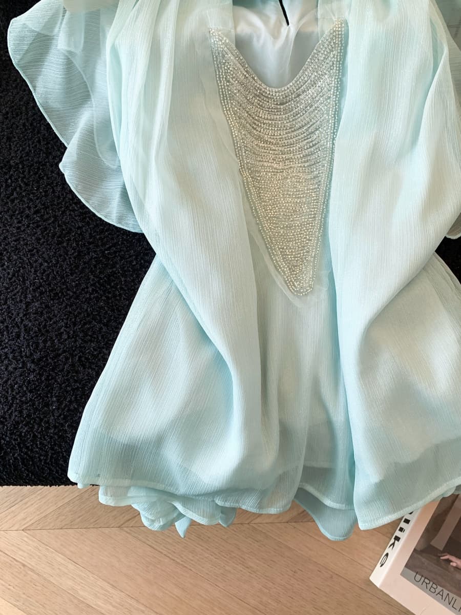 2026 여름 드레스 새로운 프랑스식 부드러운 바람 리본 여성 셔츠 고급 센스 루즈핏 쉬폰 반팔 맨위 상세 이미지 12