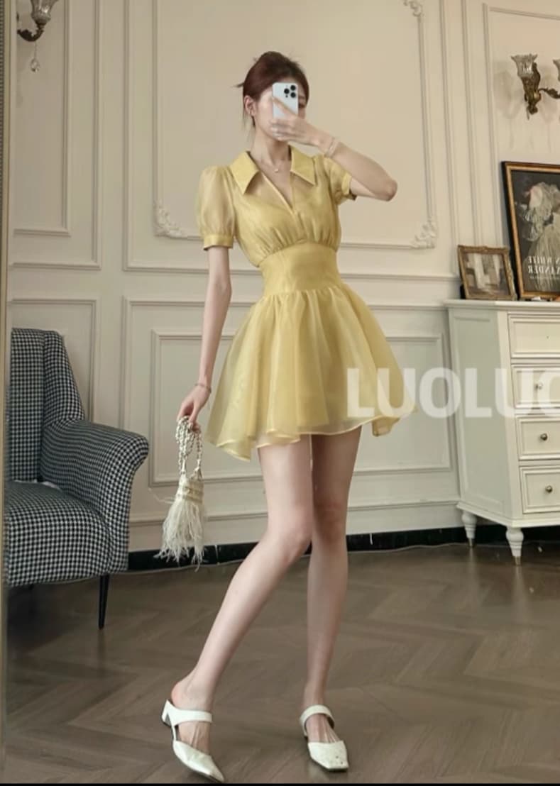 luoluoz 슬림 한 허리 절대적으로 치마 폴로 칼라 v 종류 인사이드 가져 가라. 페이크 레이어드 디자인 허리 수축 롱 코트 드레스
