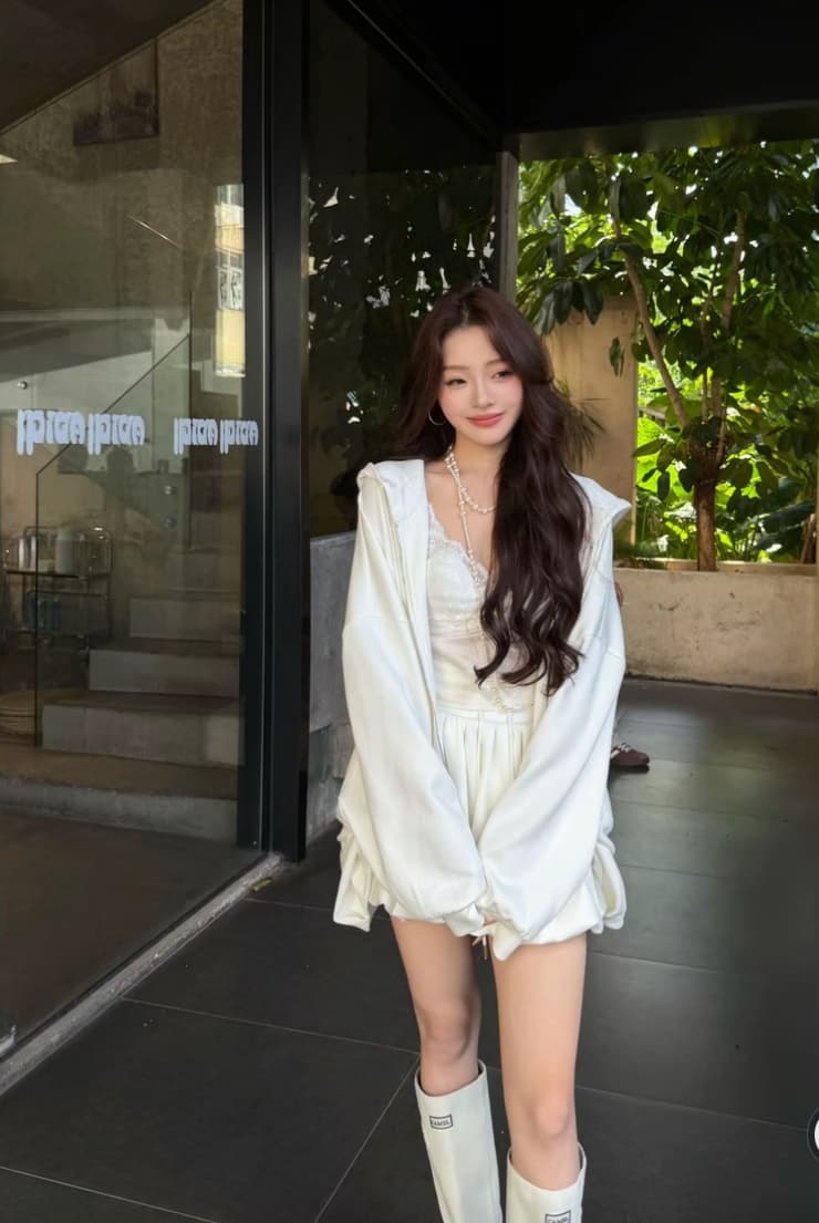 사슴 사슴 가을의 날 구름 느슨함 가을 슬림해 보이는 후드 티 스웨터 루즈핏 재킷 하이웨이스트 반바지 세트 상세 이미지 1