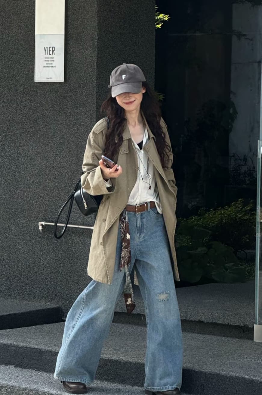 fe 한 물품 바 뷰 익 불모지 레트로 워시 아메리칸 거리 바 En 바람 외투 상세 이미지 2