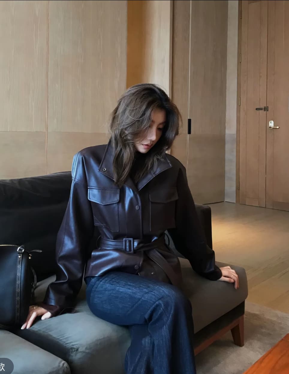 용 안녕하세요. 어린이 남자 니켈 시차 레트로 스탠드 칼라 PU 가죽 허리 수축 레이스업 워크웨어 가을 겨울 가죽 재킷 재킷