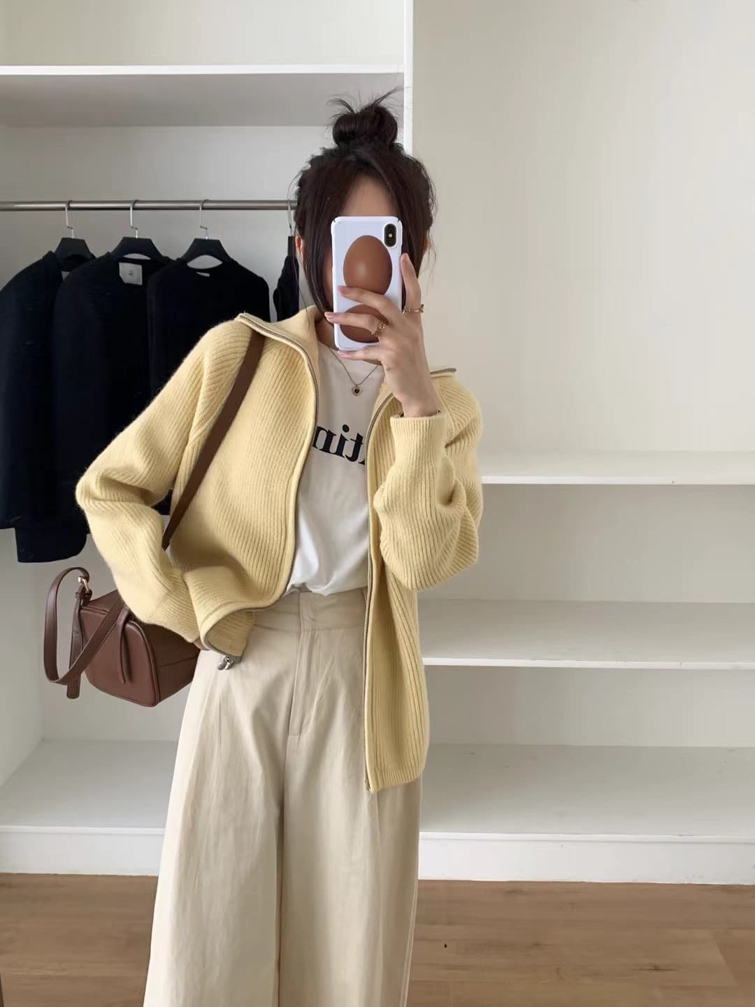 한국 품질 더블 지퍼 니트 오픈 가디건 스웨터 봄 가을 루즈핏 다용도 맨위 재킷 상세 이미지 20