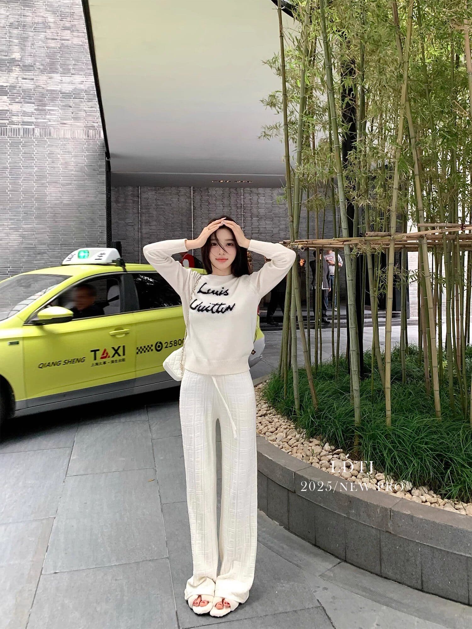 높음 세트 다용도 찹쌀 봄 여름 비싼 품격 느긋한 니트 부츠컷 도루 센스 넓은 다리 오래된 돈 꽃 긴 바지 여성 이미지 3