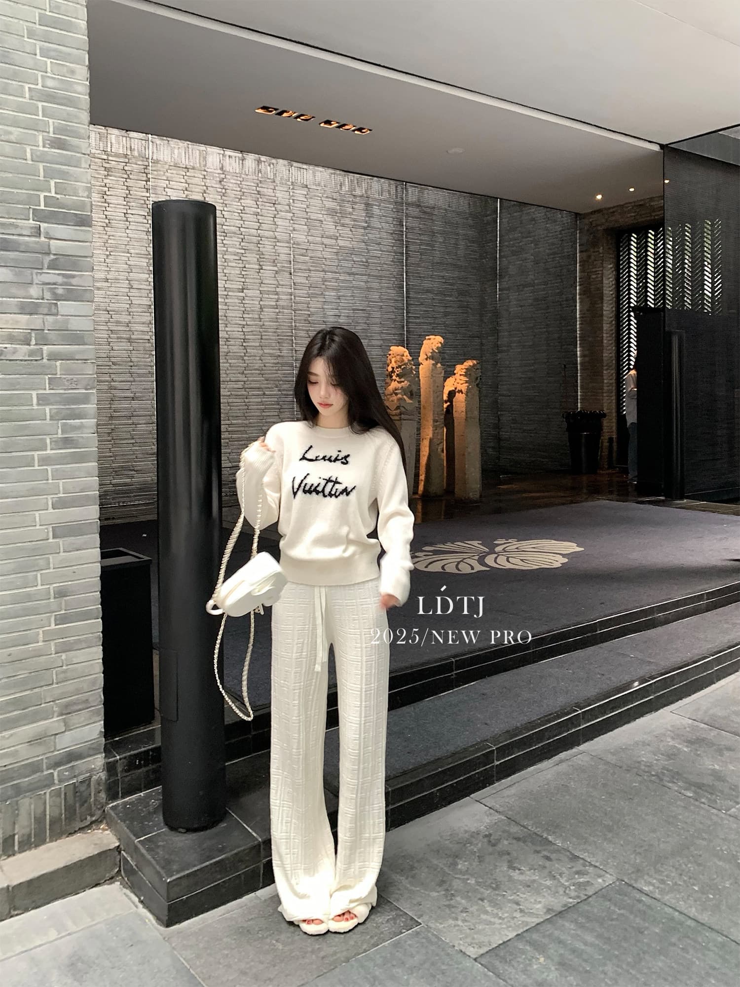 높음 세트 다용도 찹쌀 봄 여름 비싼 품격 느긋한 니트 부츠컷 도루 센스 넓은 다리 오래된 돈 꽃 긴 바지 여성 상세 이미지 11
