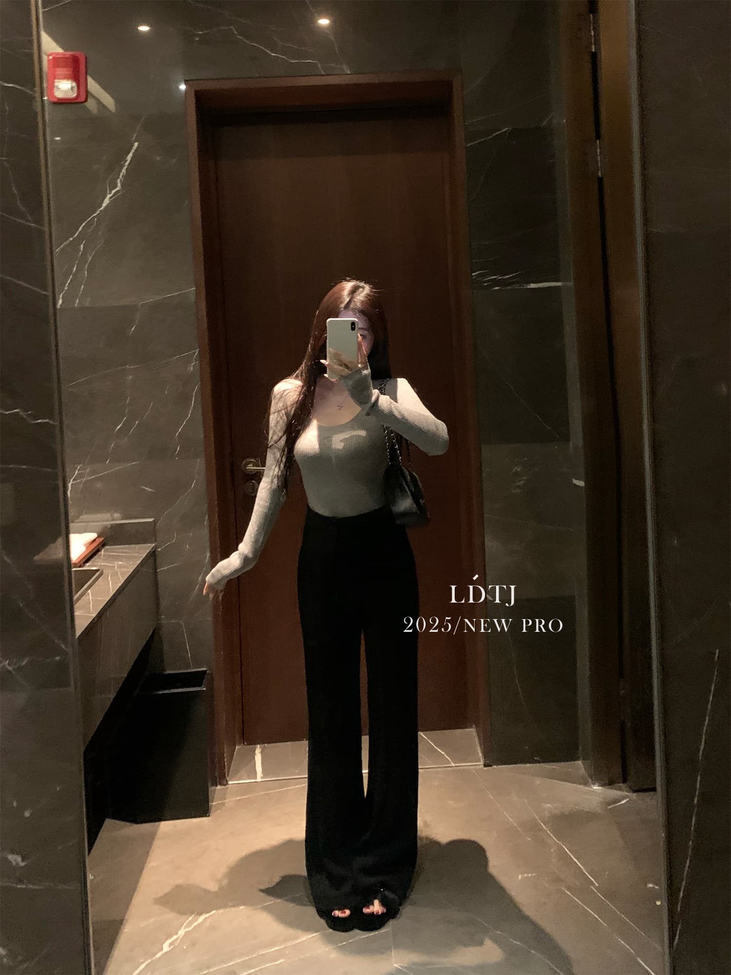 높음 세트 다용도 찹쌀 봄 여름 비싼 품격 느긋한 니트 부츠컷 도루 센스 넓은 다리 오래된 돈 꽃 긴 바지 여성 상세 이미지 12