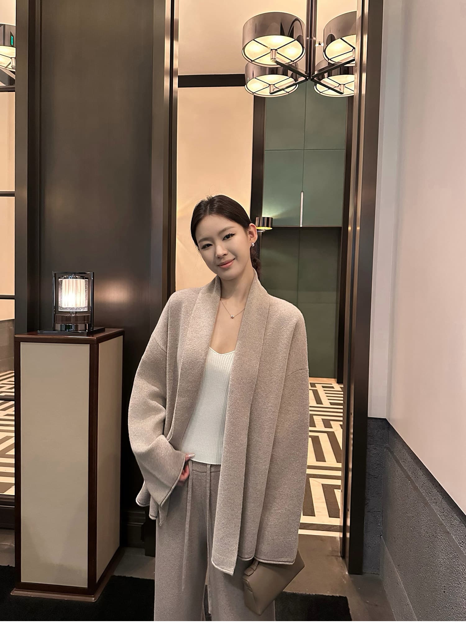 5werkwen 높음 제품 row 부서 목욕 가운 세트 그룹 높음 비율 양모 세트 스웨터 오픈 가디건 루즈핏 3종 세트 상세 이미지 29