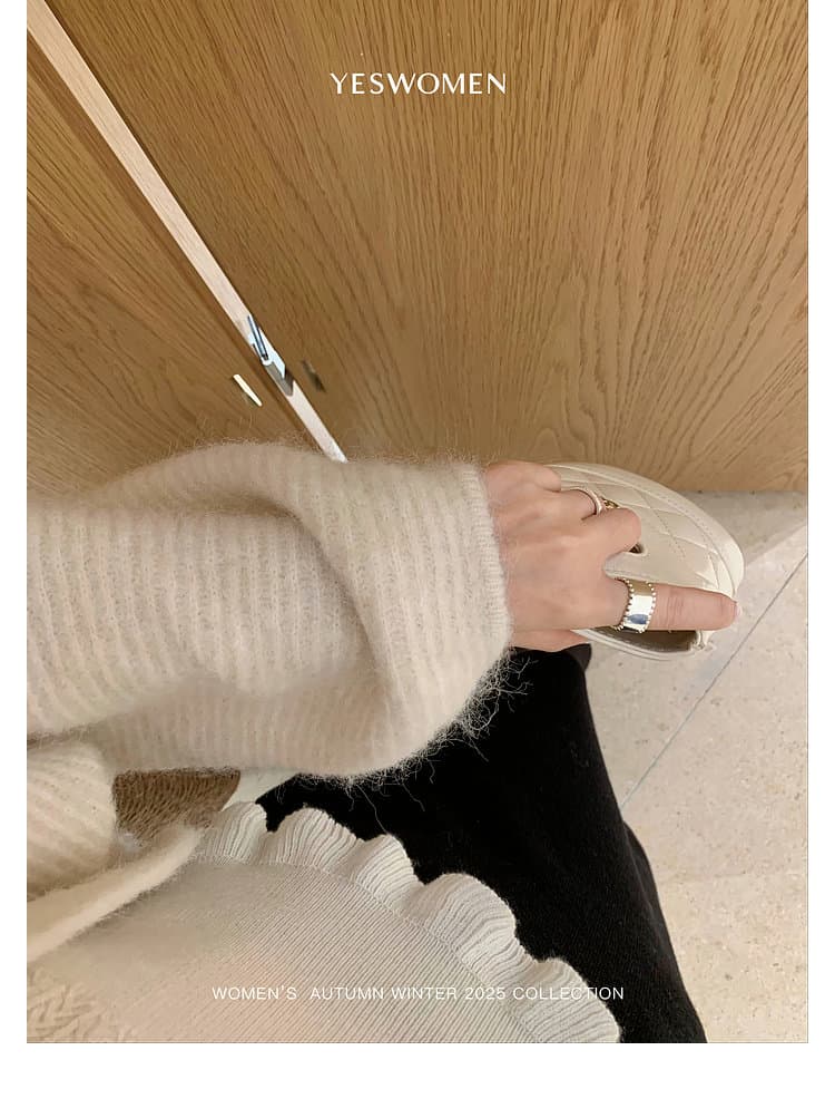 작은 적합한 맞춤 우유 노래 찹쌀 찹쌀 3종 세트 가을 새로운 느긋한 바람 긴팔 니트 카디건 코트 세트 여성 상세 이미지 11