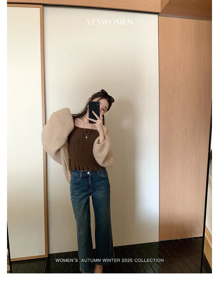 작은 적합한 맞춤 우유 노래 찹쌀 찹쌀 3종 세트 가을 새로운 느긋한 바람 긴팔 니트 카디건 코트 세트 여성 상세 이미지 17