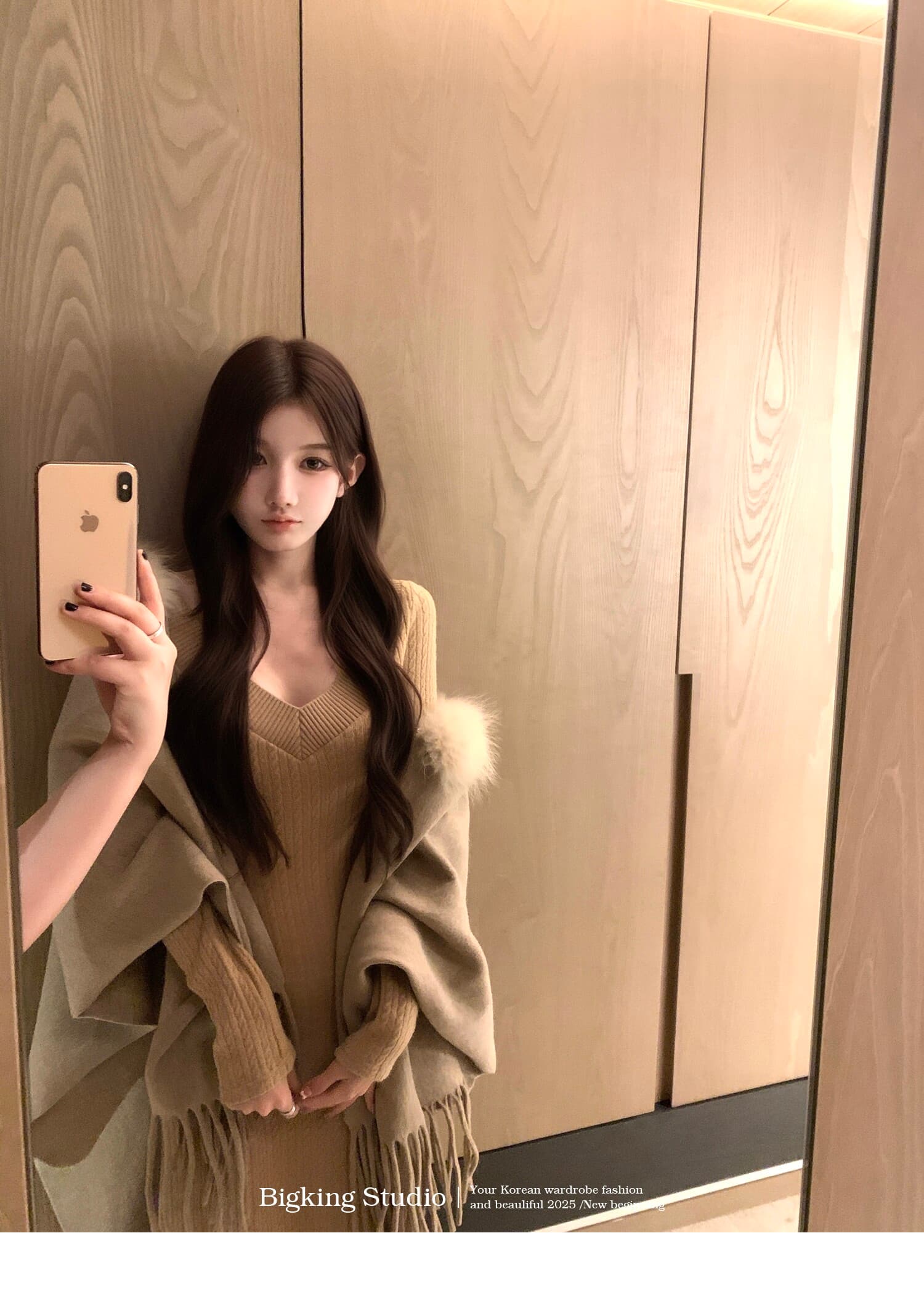 bigking 다이 킨 홈 부드러운 함정 긴팔 니트 드레스 가을 만나는 몸매 가꾸기 타이트 스커트 길다 치마 상세 이미지 13