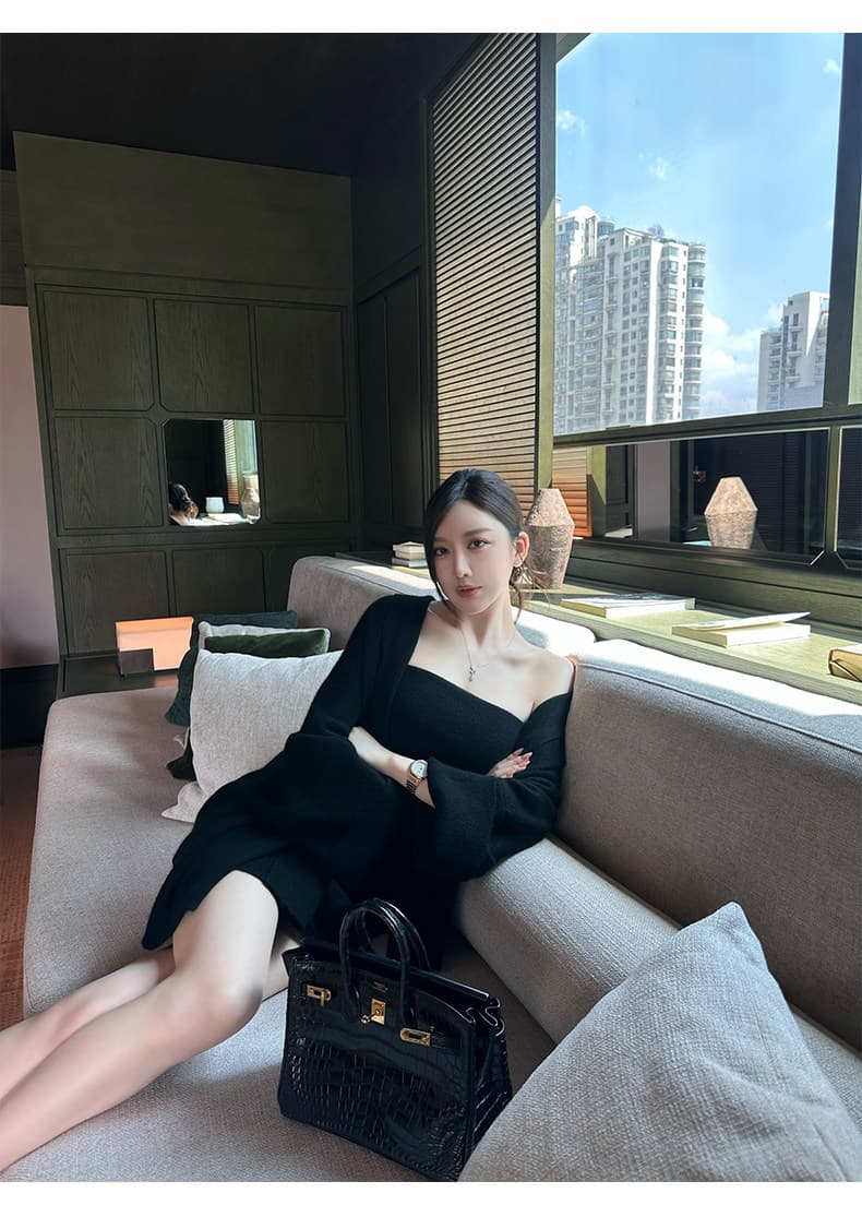 sx 좋은 안녕하세요. 양 토끼털 혼방 너구리 플러시 느긋한 바람 니트 오픈 가디건 여성 코트 포함 닦아내 라. 가슴 안쪽 가져 가라. 세련된 세트 상세 이미지 37