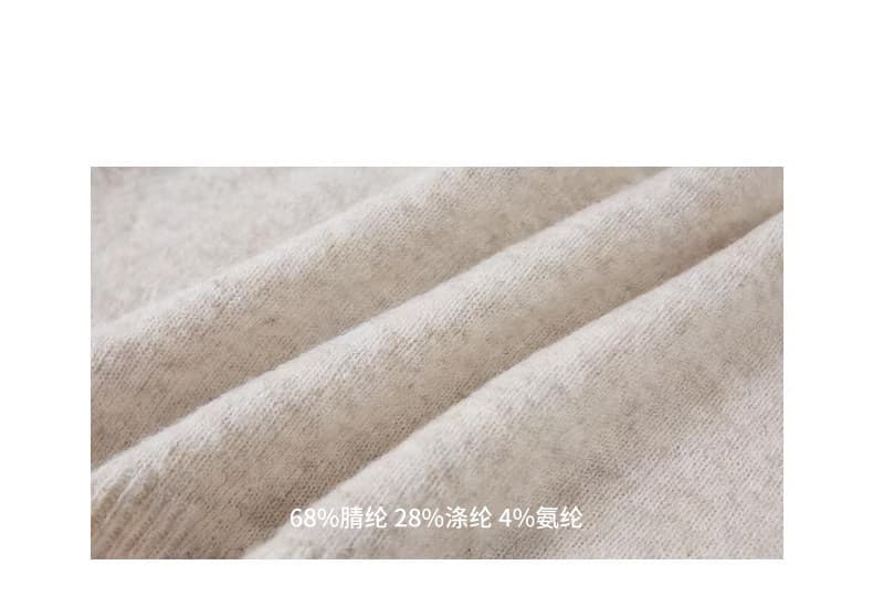 luna7xi 오래된 돈 바람 3 차원 꽃 행침 목 슬립 불규칙 비스듬한 어깨 긴팔 니트 맨위 긴 바지 세트 상세 이미지 5