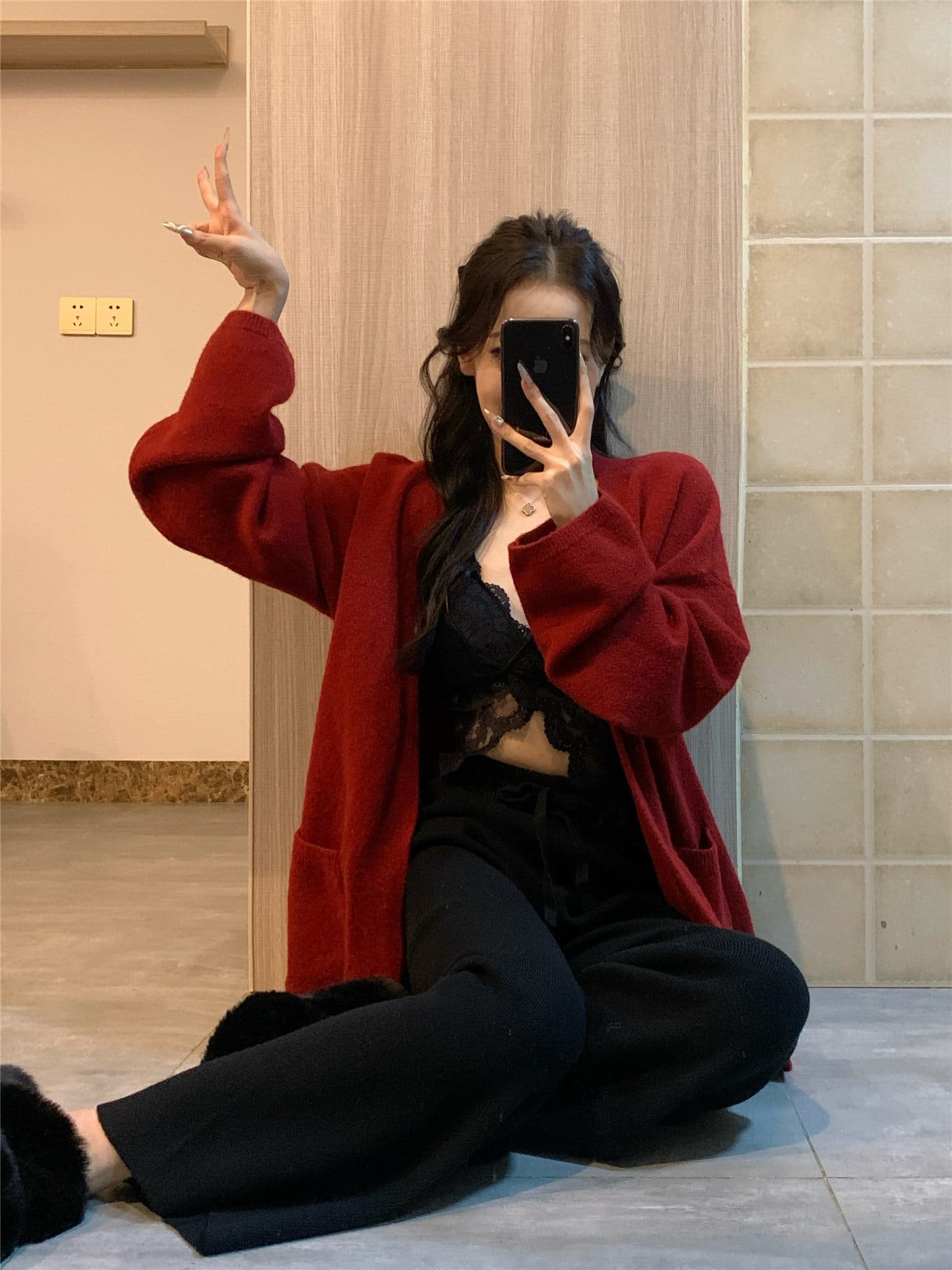 고급 센스 회색 스웨터 오픈 가디건 여성 루즈핏 느긋한 부드러운 찹쌀 중간 길이 벨트 목욕 가운 스타일 숄 니트 재킷 상세 이미지 31