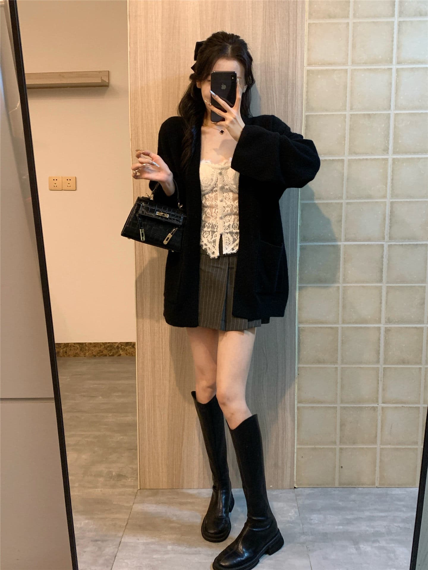 고급 센스 회색 스웨터 오픈 가디건 여성 루즈핏 느긋한 부드러운 찹쌀 중간 길이 벨트 목욕 가운 스타일 숄 니트 재킷 상세 이미지 41