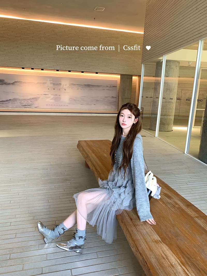 높은 품질 에디션 늦게 우산 우산 산 스트림 흔적 요정 멜라루카 쉬폰 니트 모헤어 부드러운 드레스 스웨터 드레스 상세 이미지 24