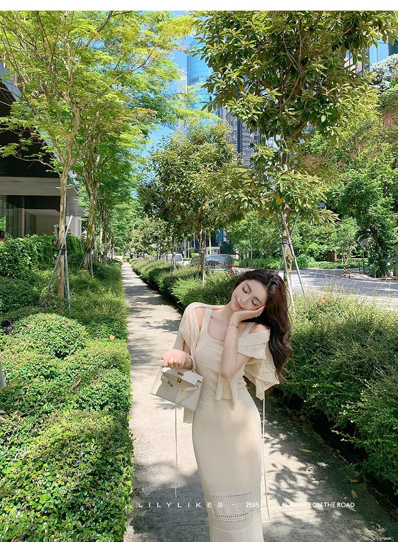 lilylikes 부드러운 자매 부서 여름 오래된 돈 휴가 센스 상쾌 마 센스 홀로우 아웃 조끼 스커트 오픈 가디건 세트 상세 이미지 48