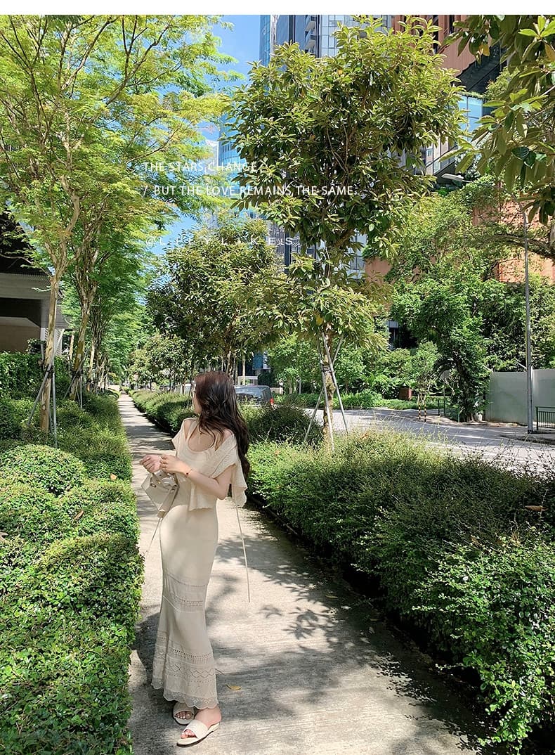 lilylikes 부드러운 자매 부서 여름 오래된 돈 휴가 센스 상쾌 마 센스 홀로우 아웃 조끼 스커트 오픈 가디건 세트 상세 이미지 50