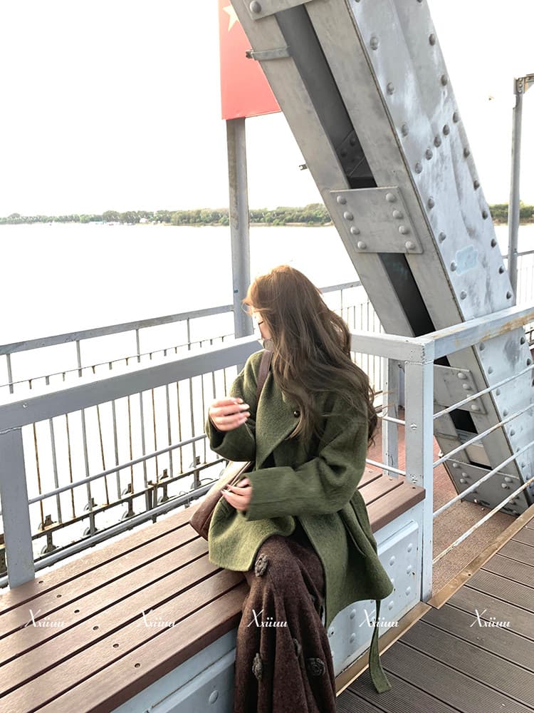 2026 년 새로운 xxiiuu 가을 겨울 품격 더블 색상 꽃 인어 꼬리 니트 원피스 여성 롱 코트 A라인 스커트 투피스 세트 상세 이미지 8