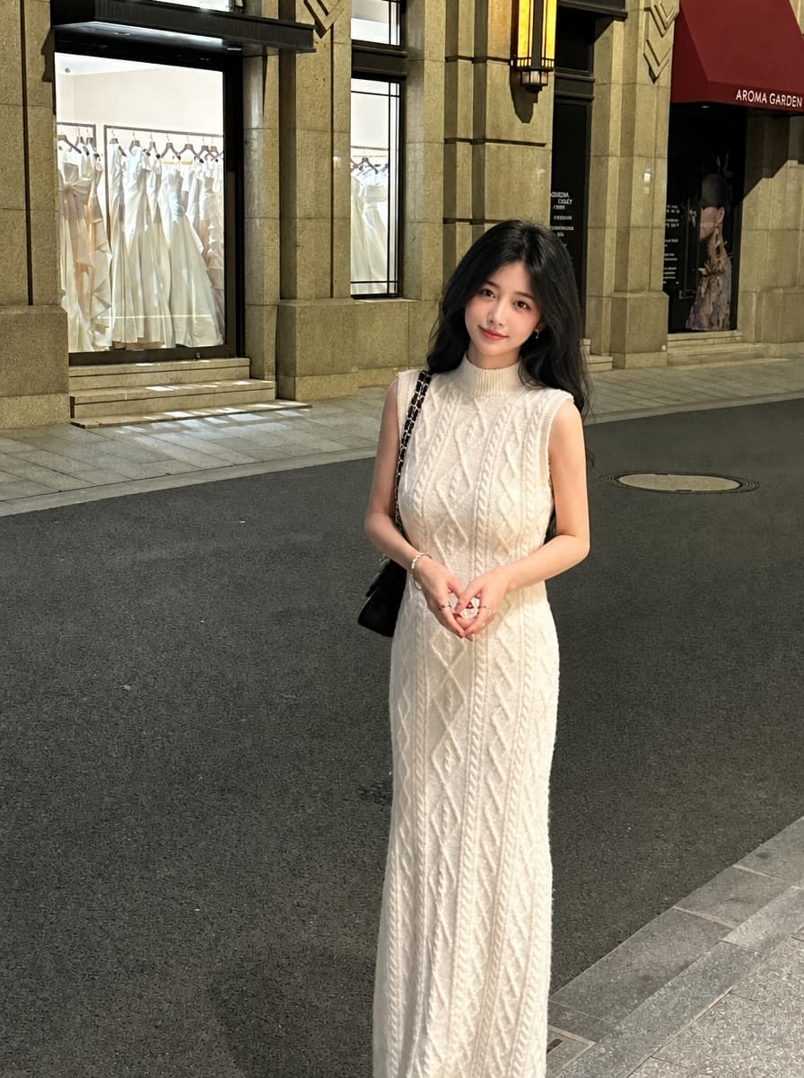 8 색상 2026 새로운 한국 스타일 마 무늬 스웨터 오픈 가디건 터틀넥 조끼 스커트 두 조각 여성 세트 가을 상세 이미지 4