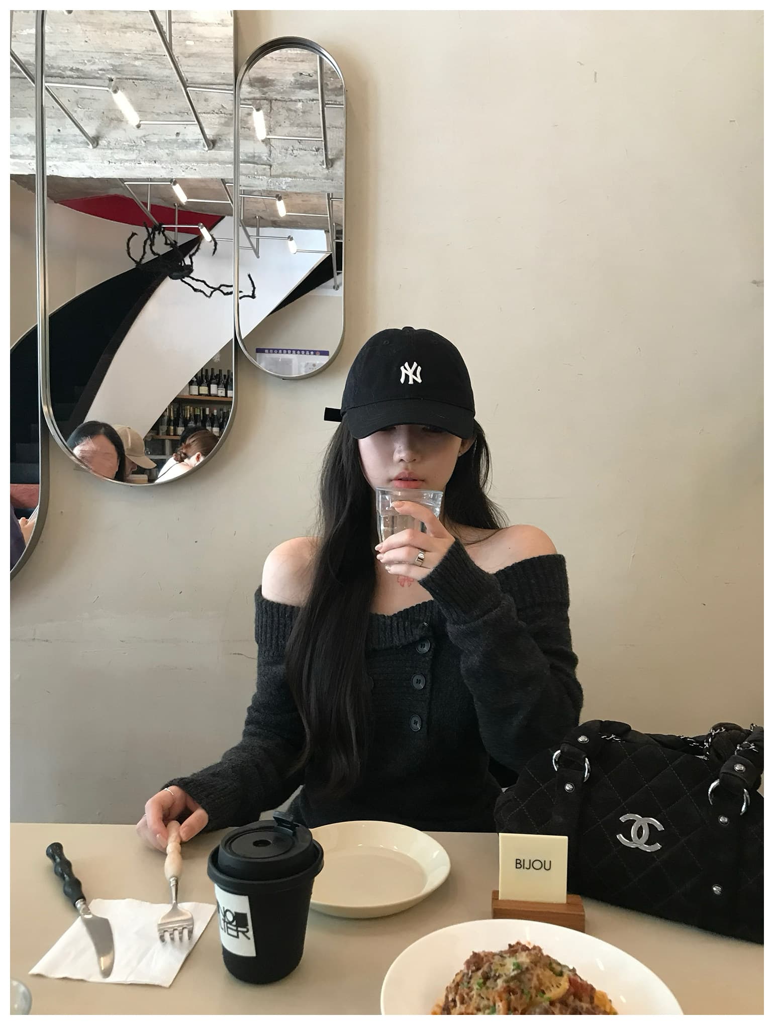 sheepland 높음 지혜 자매 한 부서 품격 오프숄더 양모 니트 스웨터 가을 핫걸 오프숄더 스웨터 맨위 상세 이미지 8